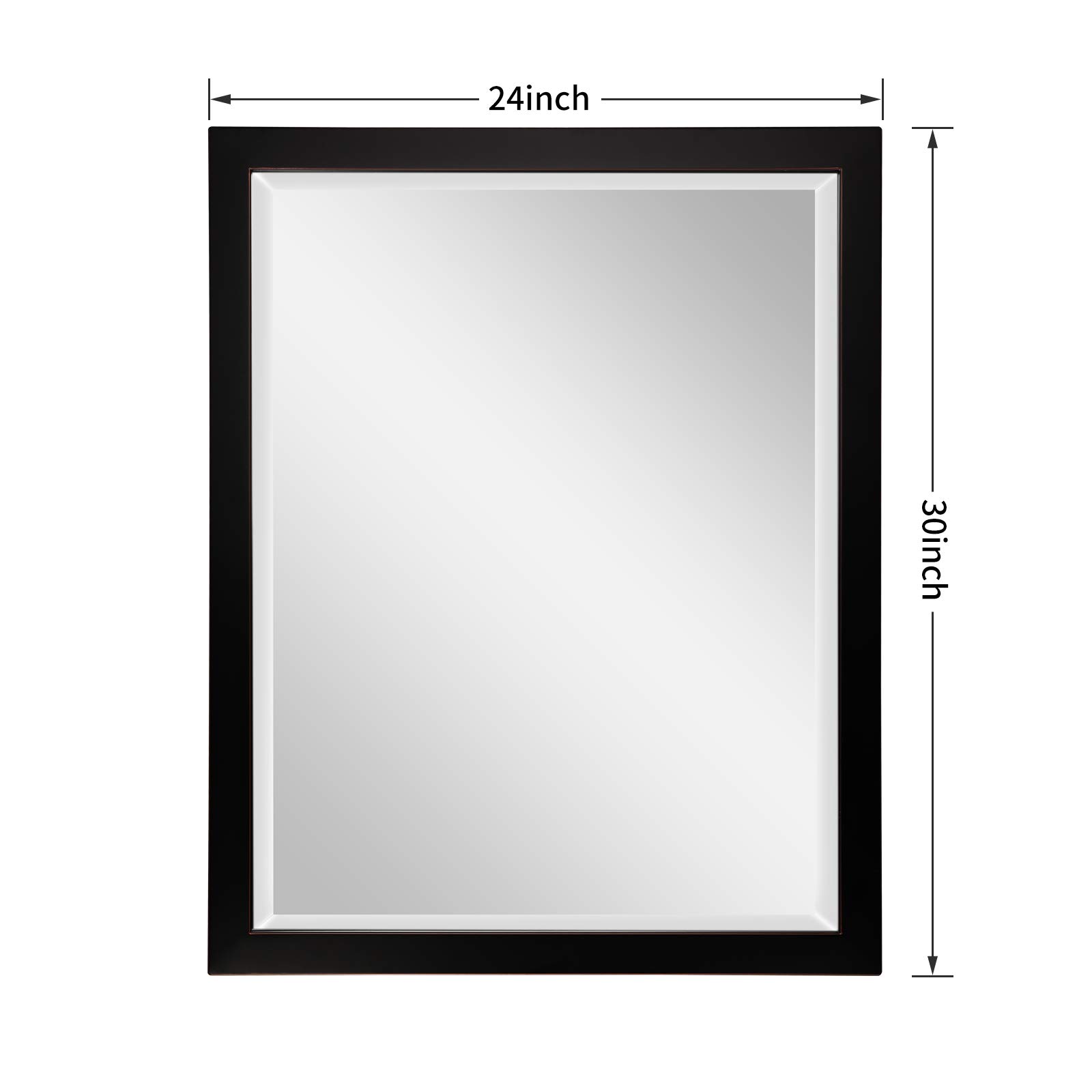 Oil Rubbed Bronze Rectangle Mirror with Black Metal Frame & Red Gold Accent - 30x24 Inches - Horizontal or Vertical Hanging - Perfect for Living Room Vanity, Bathroom & Bedroom Decor