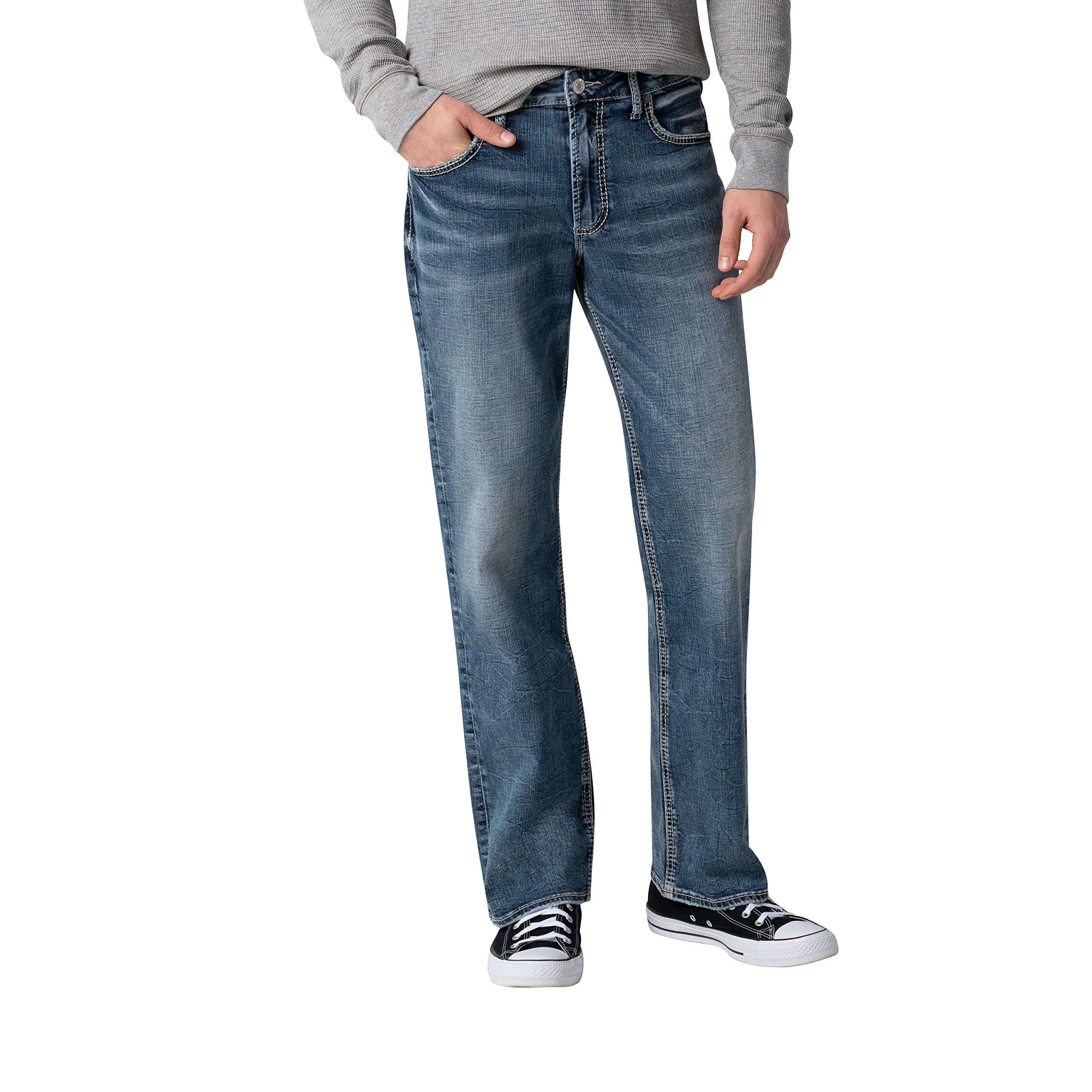 Silver Jeans Co. Men's Gordie Relaxed Fit Straight Leg Jeans - Comfortable Casual Denim Pants for Everyday Wear, Work & Weekend Outings
