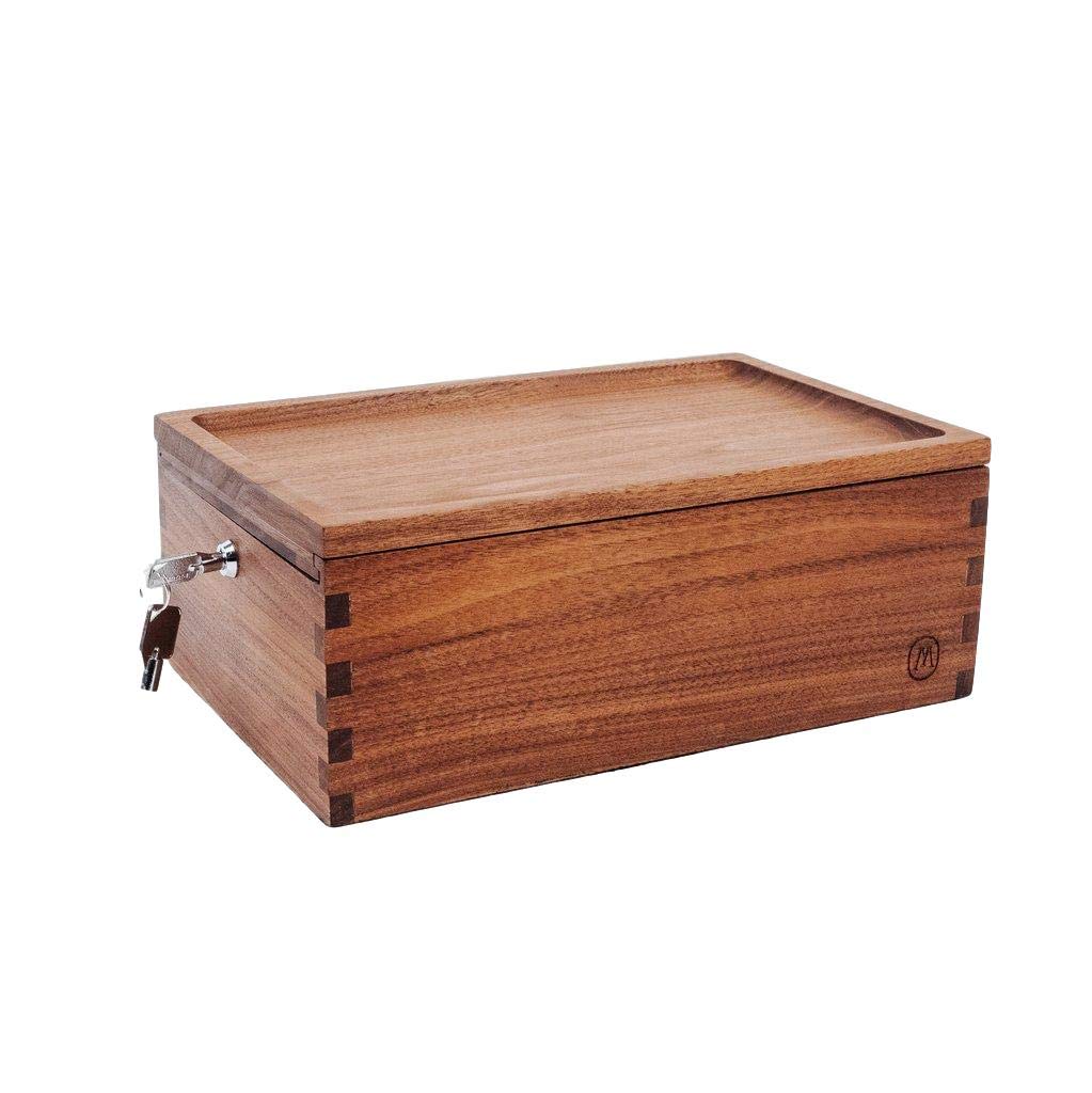 Marley Natural Large Walnut Stash Box - Premium Lockable Storage for Herbs & Accessories with Rolling Tray - Customizable Compartments for Organization - Perfect for Home, Travel & Dispensary Use