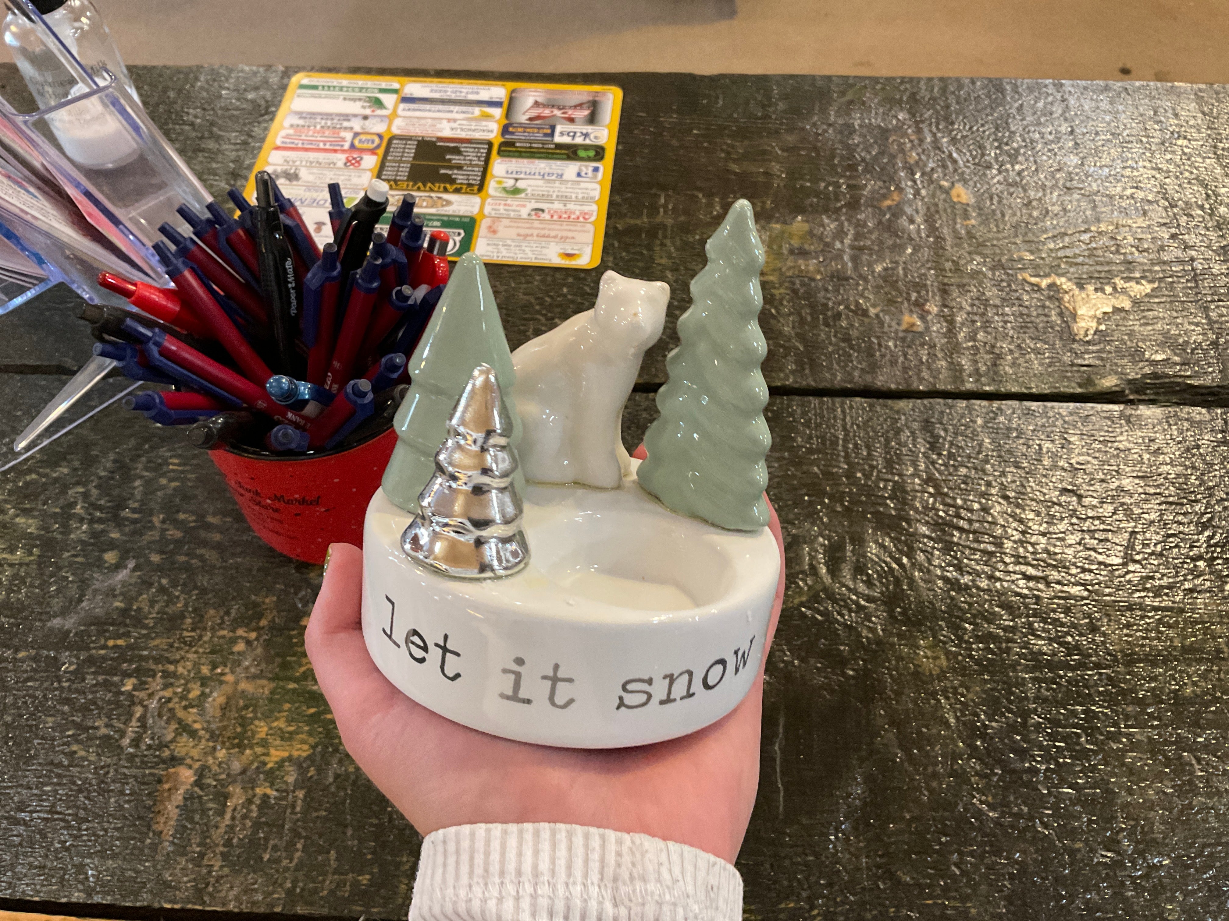 Let It Snow Candle Holder - Winter Holiday Decoration for Christmas, Home Decor, Table Centerpiece - Perfect for Fireplace Mantel, Dining Table, and Cozy Winter Nights