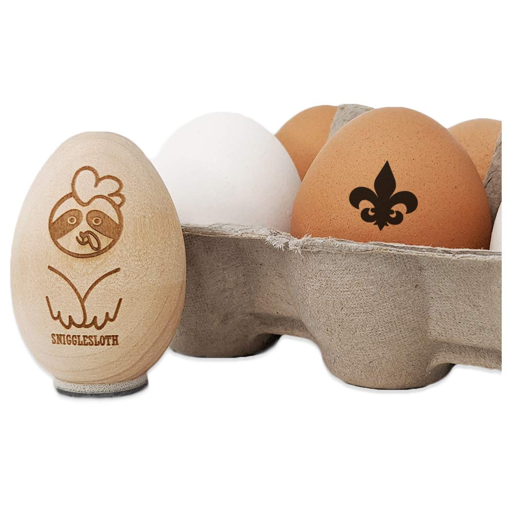 Fleur de Lis Solid Chicken Egg Rubber Stamp - 3/4 Inch Small for DIY Crafts, Scrapbooking & Gift Wrapping