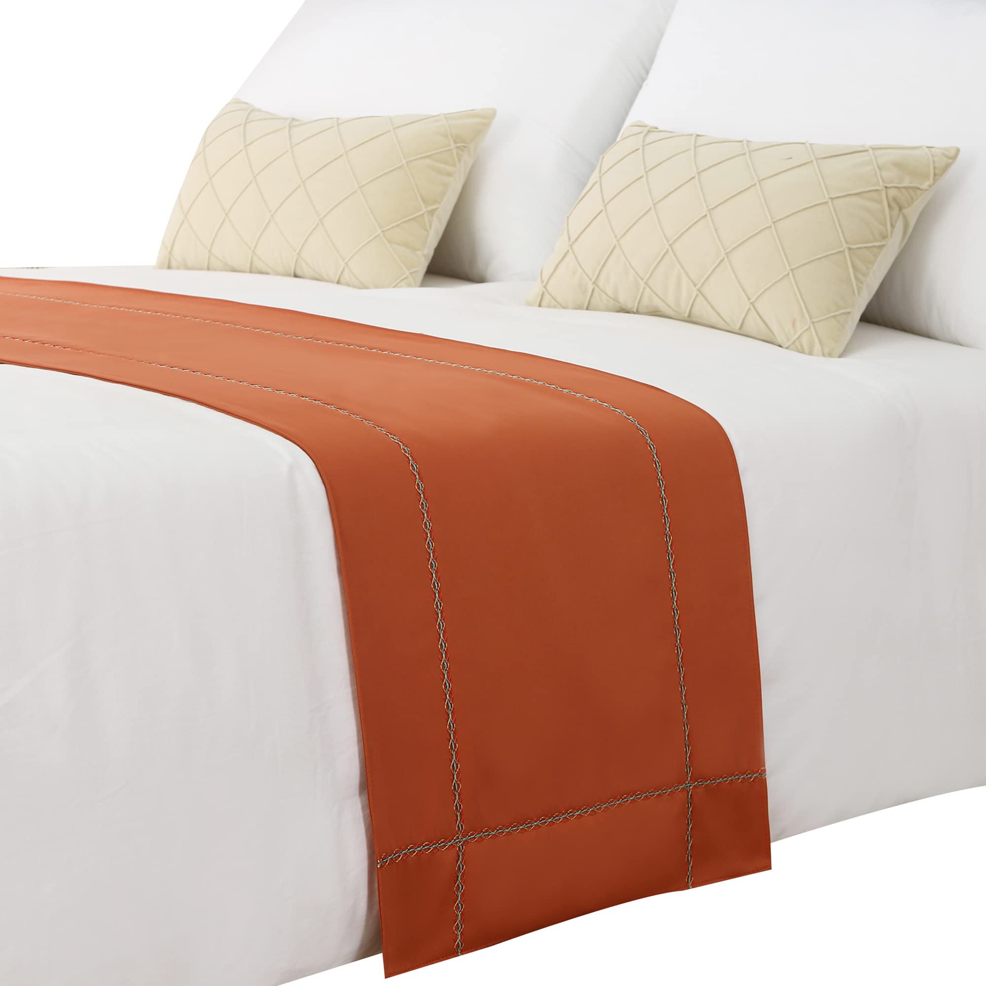 210 x 50 cm Burnt Orange Bed Runner for Queen & Full Size Beds - Decorative Bed Throw for Foot of Bed - Perfect for Bedroom, Hotel, and Wedding Decor