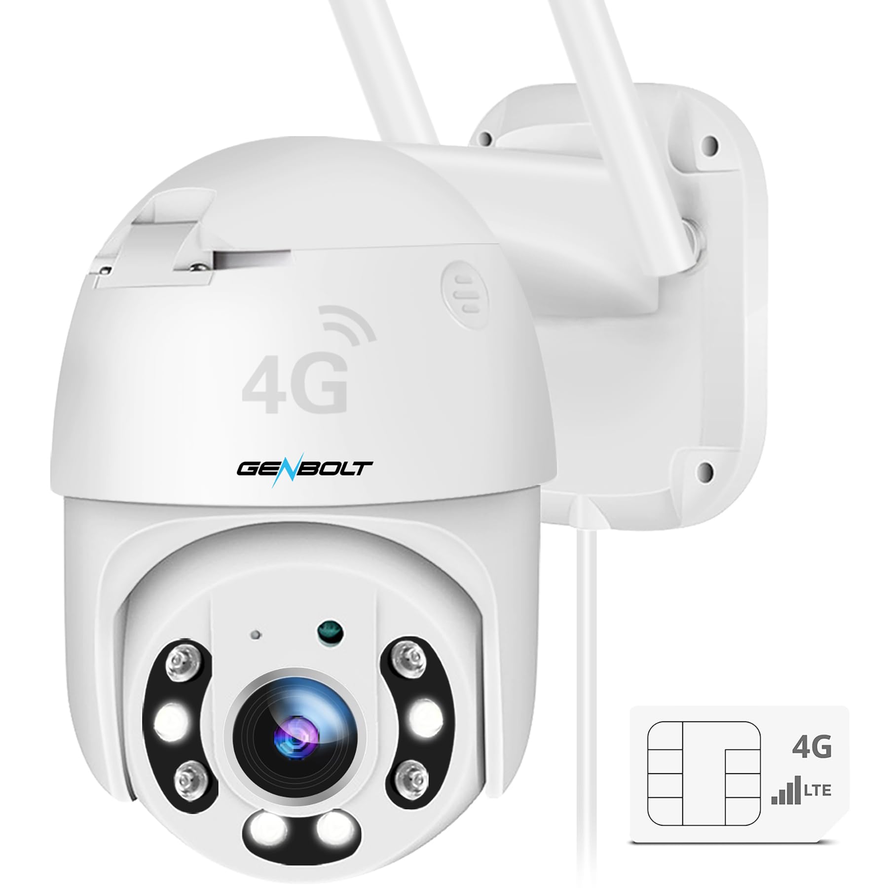 GENBOLT 3G/4G LTE Outdoor Security Camera with SIM Card Slot - POE IP Surveillance Camera, No WiFi Needed, 24/7 Recording CCTV with Human Detection & Auto Tracking, Color Night Vision [DC&PoE] - Ideal for Home Security, Business Monitoring, and Remote Property Surveillance