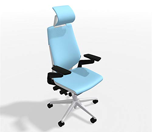 Steelcase Gesture Ergonomic Office Chair with Adjustable Headrest & Lumbar Support - Carolina Fabric, Platinum Frame & Hard Floor Casters - Perfect for Home Office & Workspace Comfort
