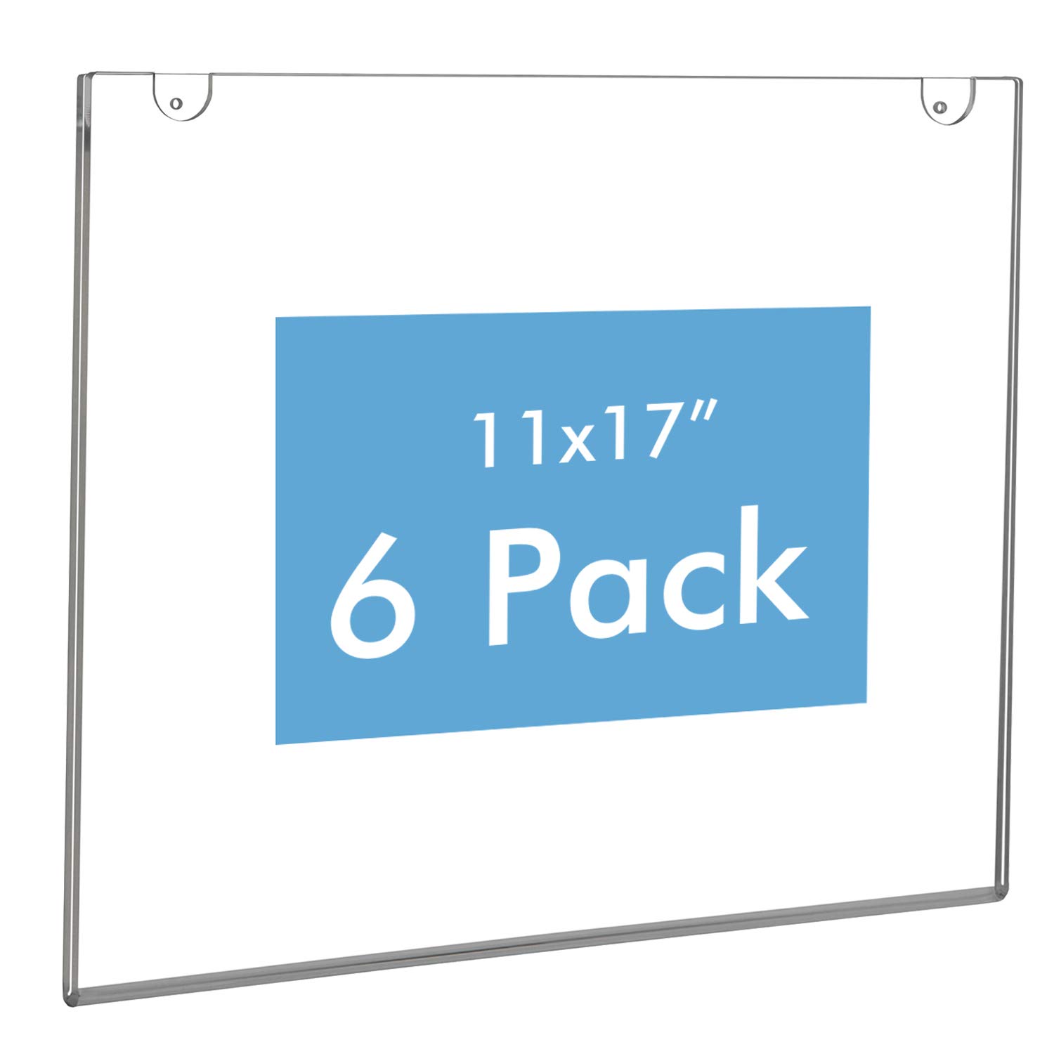 NIUBEE 11x17 Horizontal Acrylic Sign Holder - Clear Poster Picture Frame for Paper - Perfect for Retail Displays, Restaurants & Office Signage