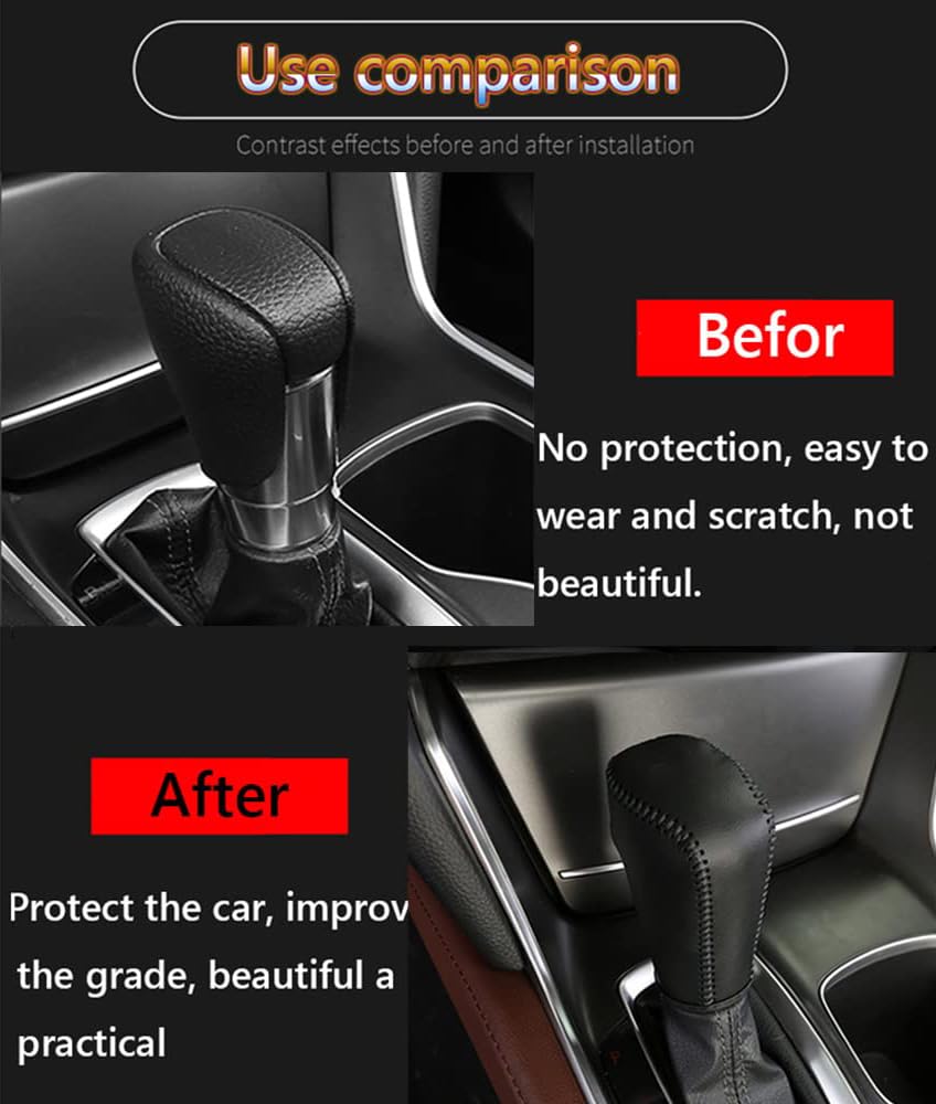 Premium Genuine Leather Automatic Gear Shift Knob Cover - Black Stitched Interior Accessory for 2018-2022 Honda Accord 10th Gen | Enhances Grip & Protects Gear Shift | Perfect for Daily Commute & Road Trips