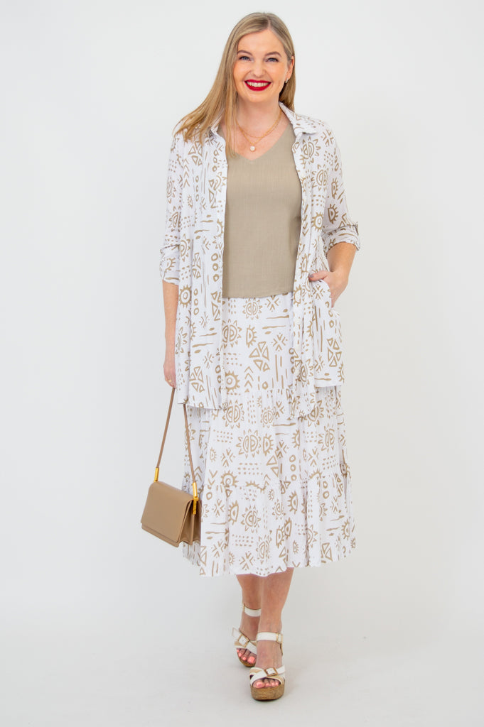 Celine Blouse for Women - Suna Linen Bamboo Shirt - Elegant Casual Wear for Office, Date Night & Summer Outfits