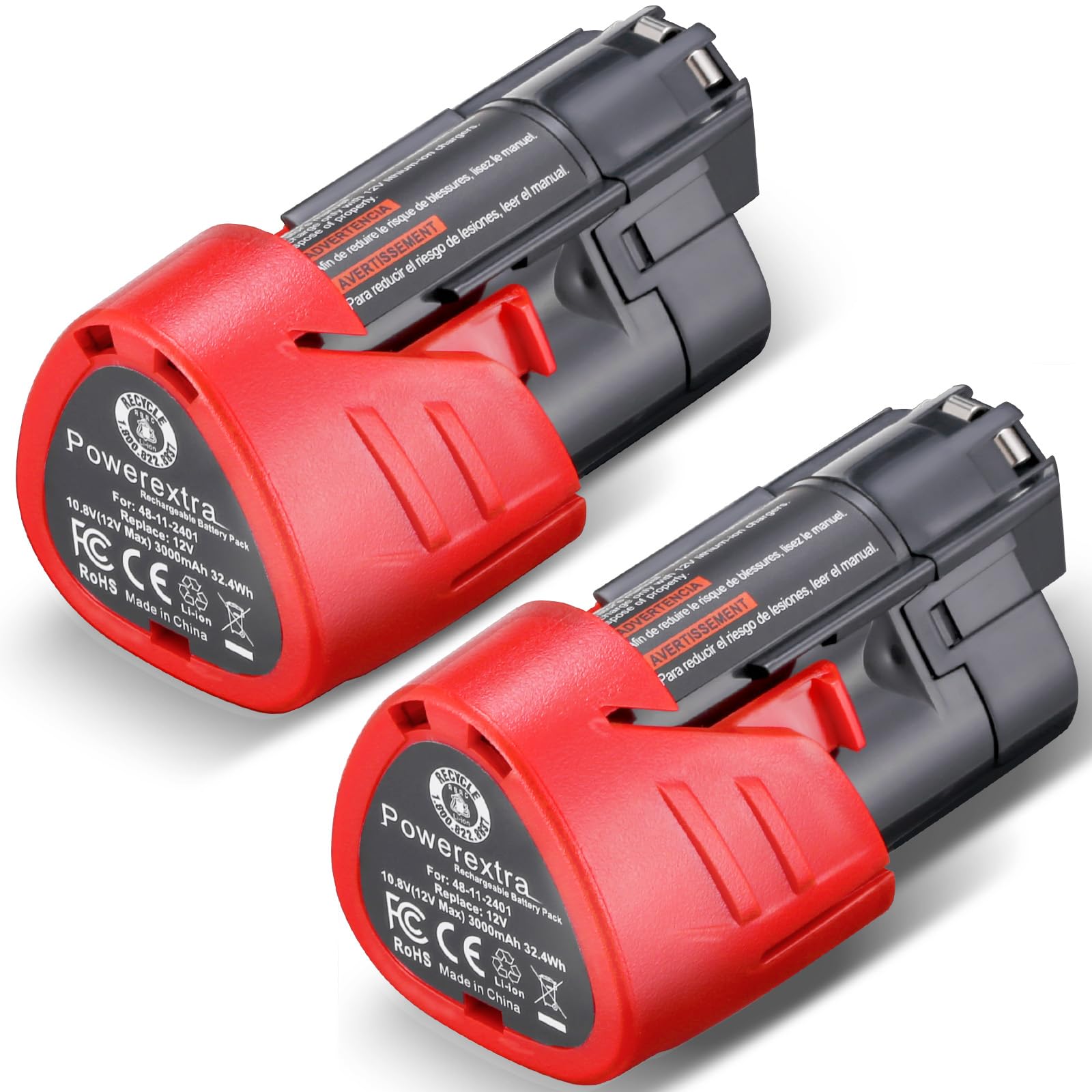 2 Pack Milwaukee M18 18V Lithium-Ion Replacement Battery - High Capacity Power Tool Battery for Drills, Saws & More - Perfect for Construction, Woodworking & DIY Projects