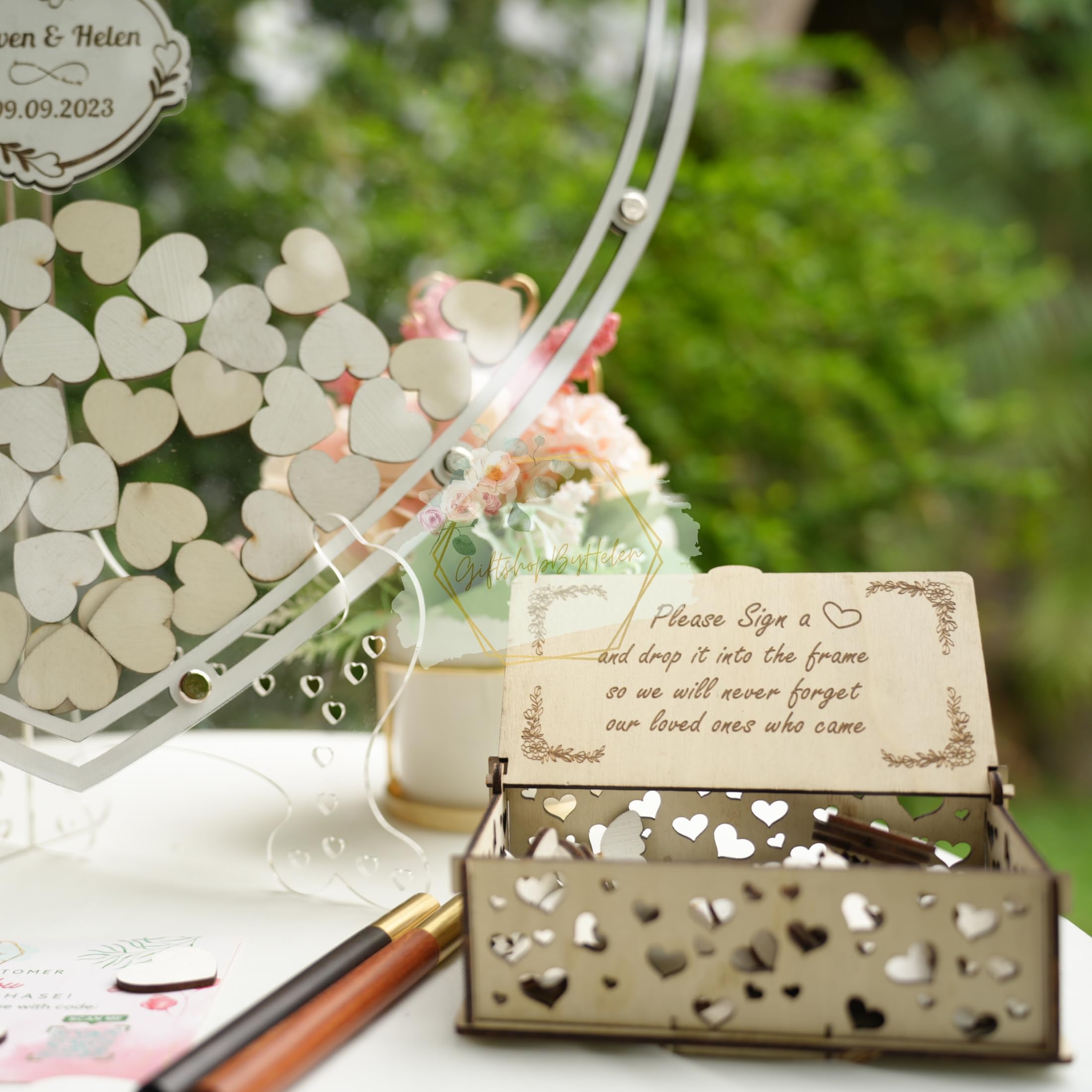 Personalized Heart-Shaped Wedding Guest Book - Unique Alternative Guest Book with Drop Box & Frame - Perfect for Weddings, Anniversaries, and Romantic Events