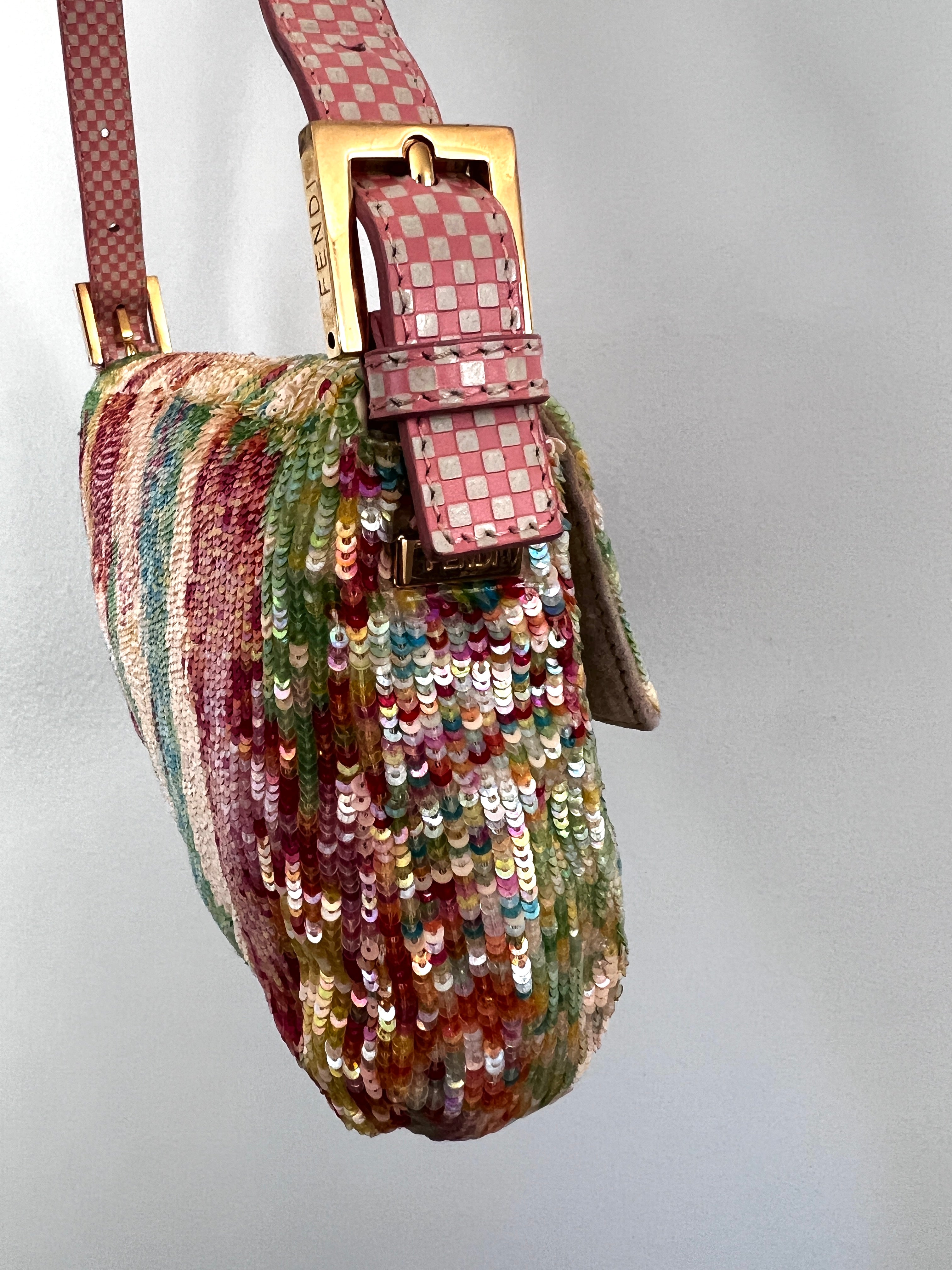 Fendi Rainbow Sequin Baguette Bag 2013 Vintage Designer Handbag for Women - Perfect for Parties, Weddings & Special Occasions
