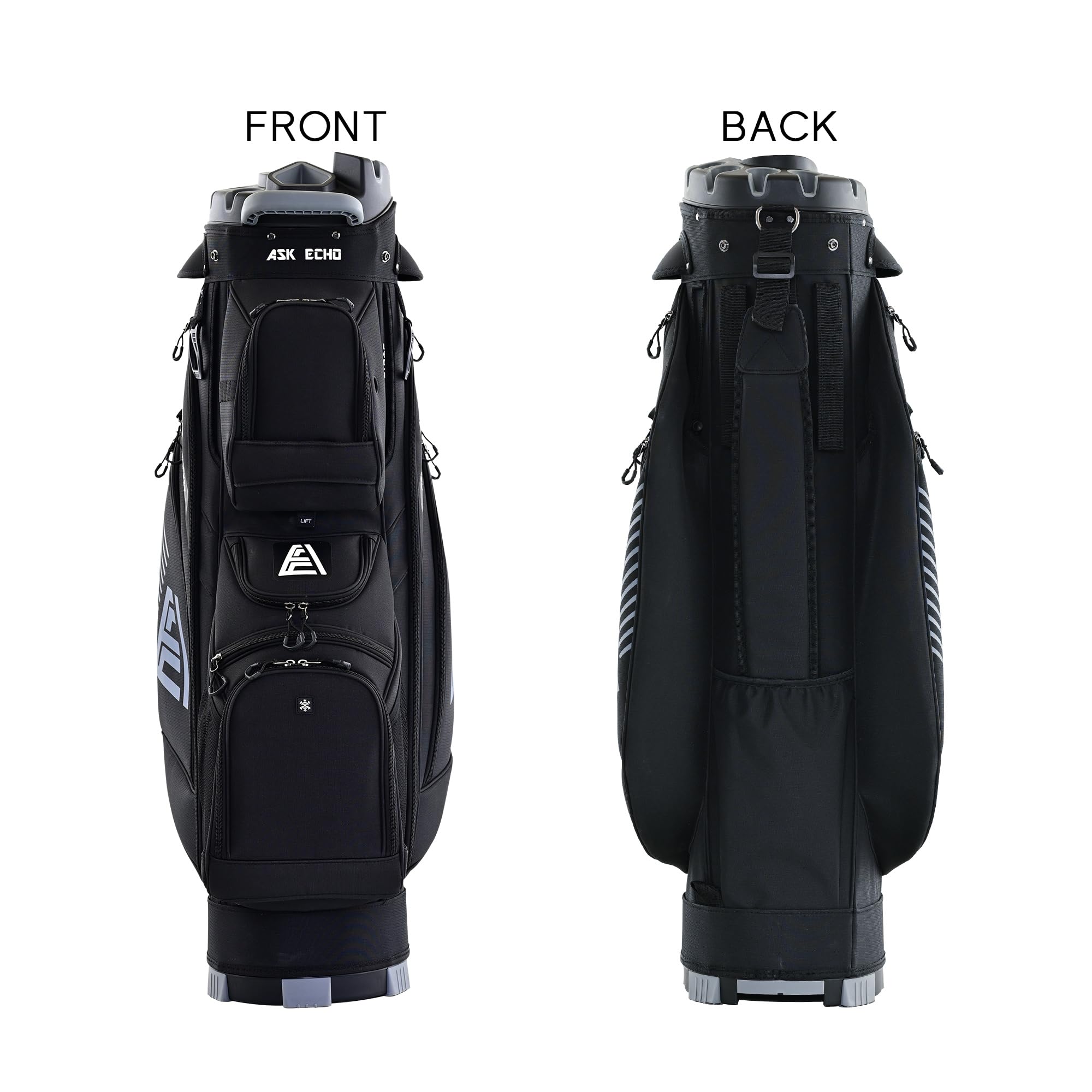 ASK ECHO 2024 Premium T-Lock Golf Cart Bag with 14-Way Organizer Divider Top - Lightweight Golf Bag with Comfortable Handles & Waterproof Rain Cover - Perfect for Men Golfers on Course or Driving Range
