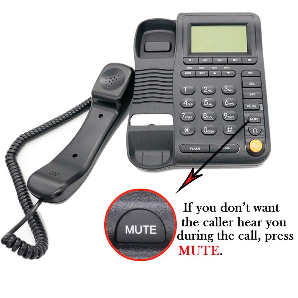 JeKaVis J-P17 Corded Landline Telephone with Headset - Call Center Phone with Caller ID, Multi-Functional Business Desktop Wired Phone for Home Office & Customer Service Use