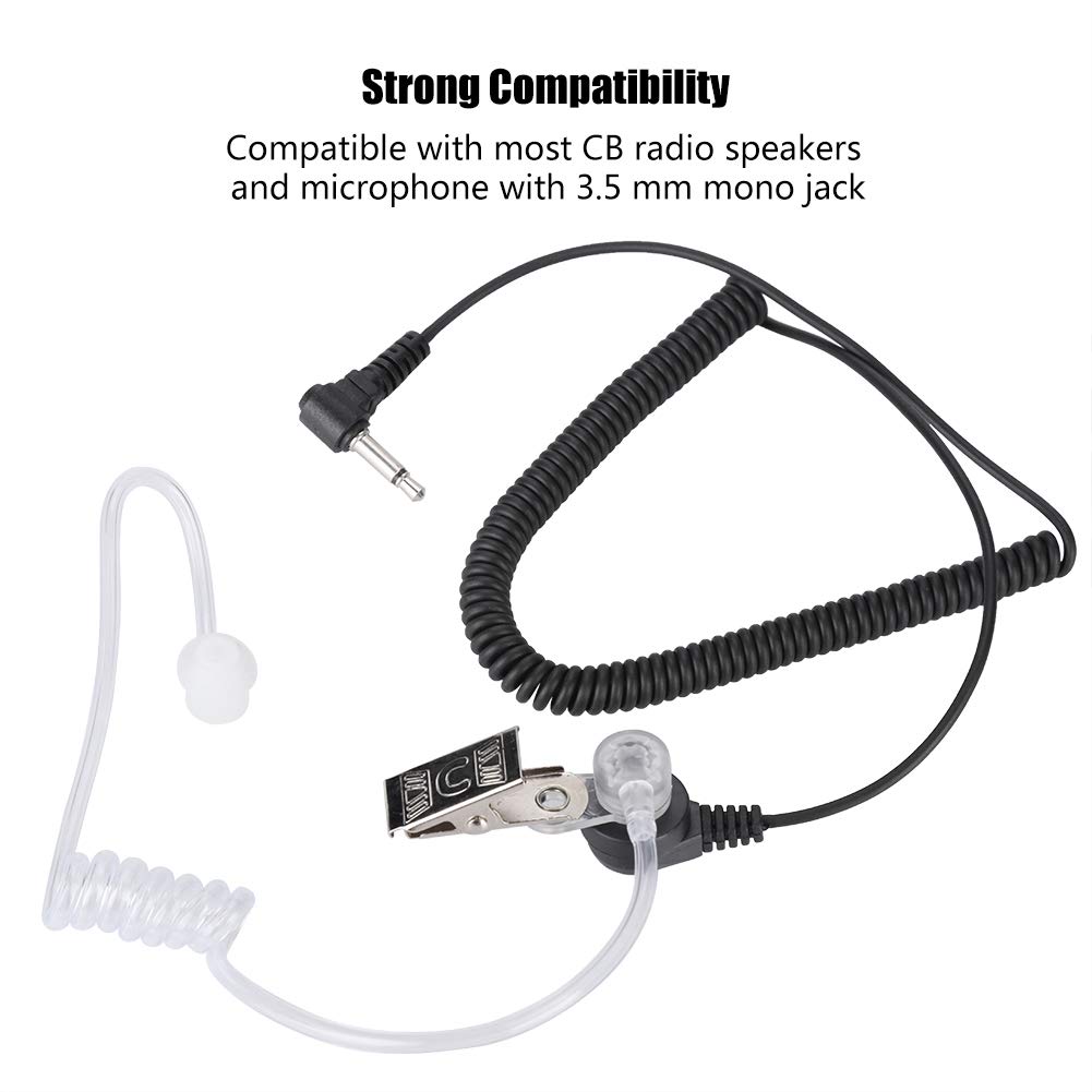 3.5mm Two-Way Radio Earpiece with PTT Mic & Acoustic Tube - Clear Security Headset for CB Radios | Police, Security, Construction & Outdoor Communication