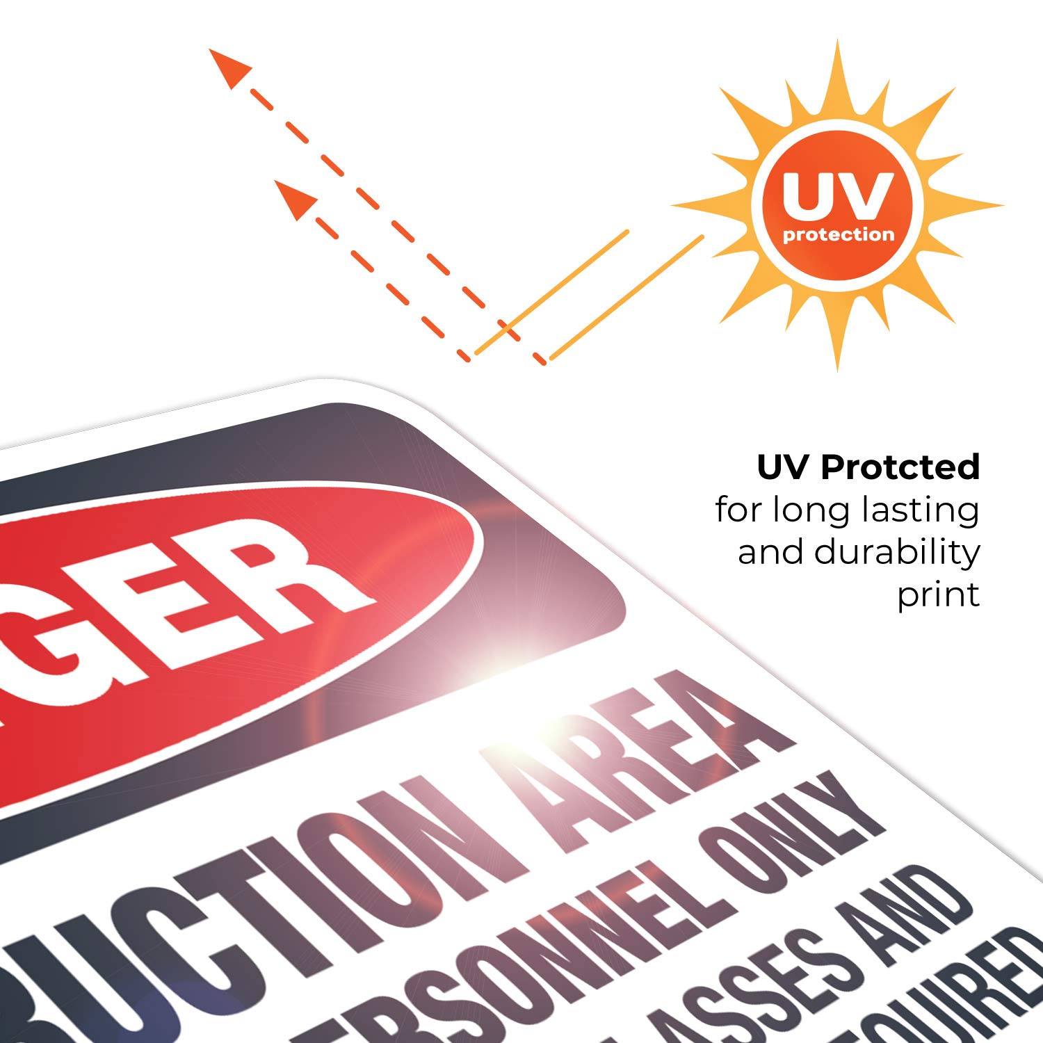 OSHA Approved Construction Safety Signs - 10x7 Inch 'Authorized Personnel Only' & 'Safety Glasses Required' Danger Warning Decals | 4 Mil Thick Vinyl, Weatherproof & UV Resistant | Made in USA | Perfect for Job Sites, Warehouses & Hazardous Work Areas