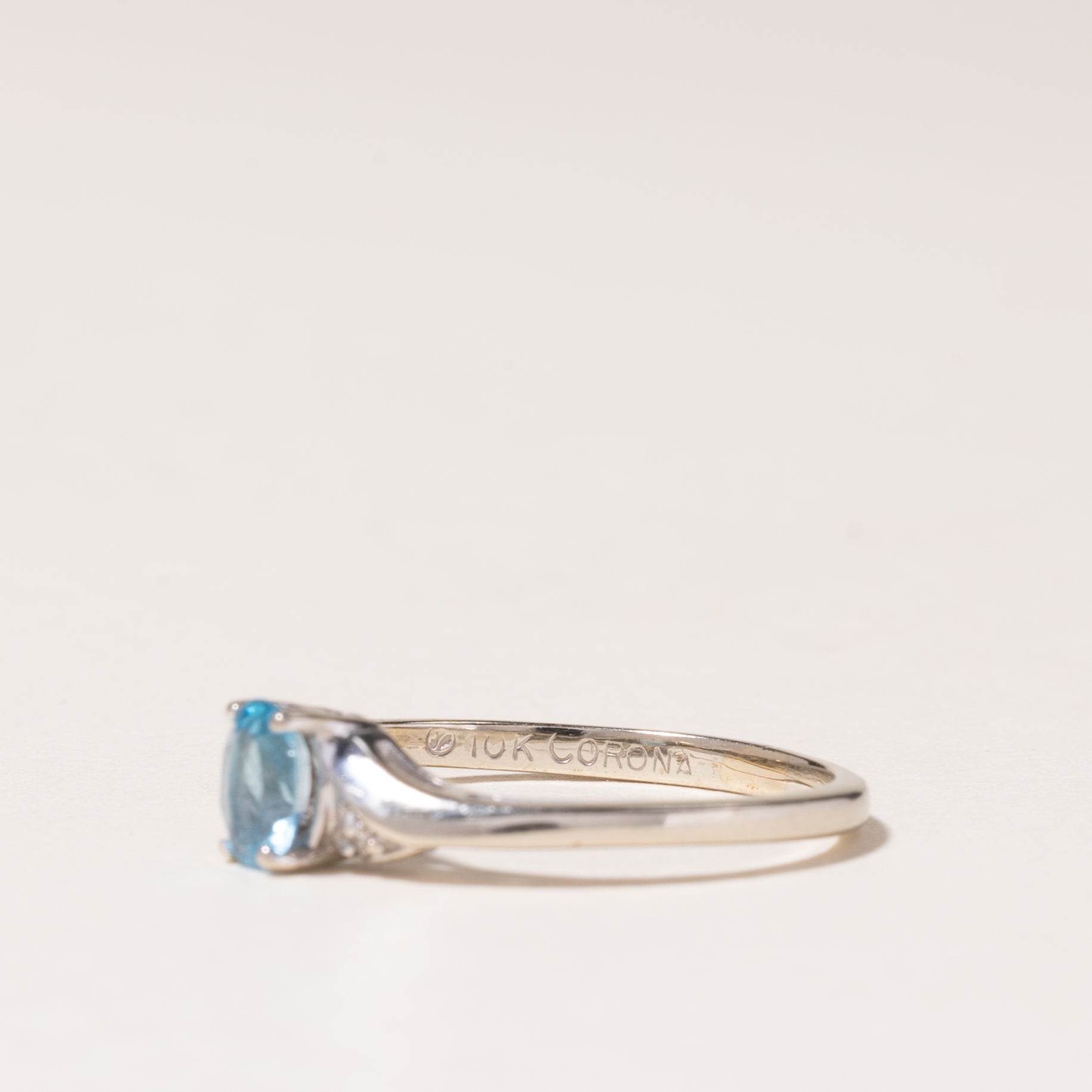 10K White Gold Blue Topaz & Diamond Ring - 0.34ct Natural Topaz & 0.01ctw Diamond Accents - Size 5 - Elegant Birthstone Jewelry for Women, Perfect for Anniversary Gifts & Special Occasions