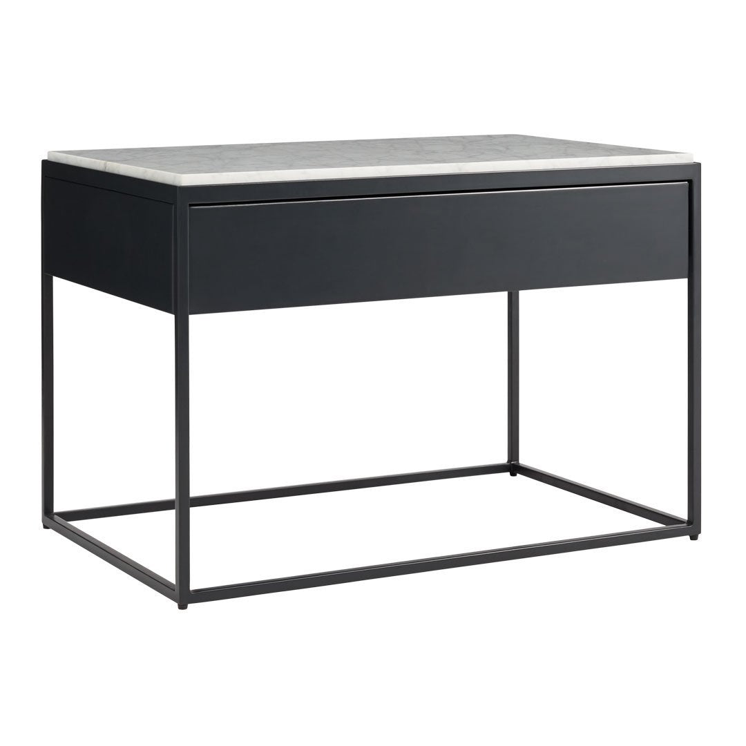 Modern Nightstand with USB Ports - Wooden Bedside Table with Storage Drawer for Bedroom, Living Room, and Office Use