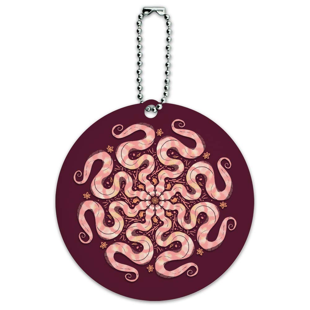 Circle of Snakes Flower Design Round Luggage ID Tag - Durable Suitcase Name Tag for Carry-On Bags - Perfect for Travel Identification & Baggage Tracking at Airports