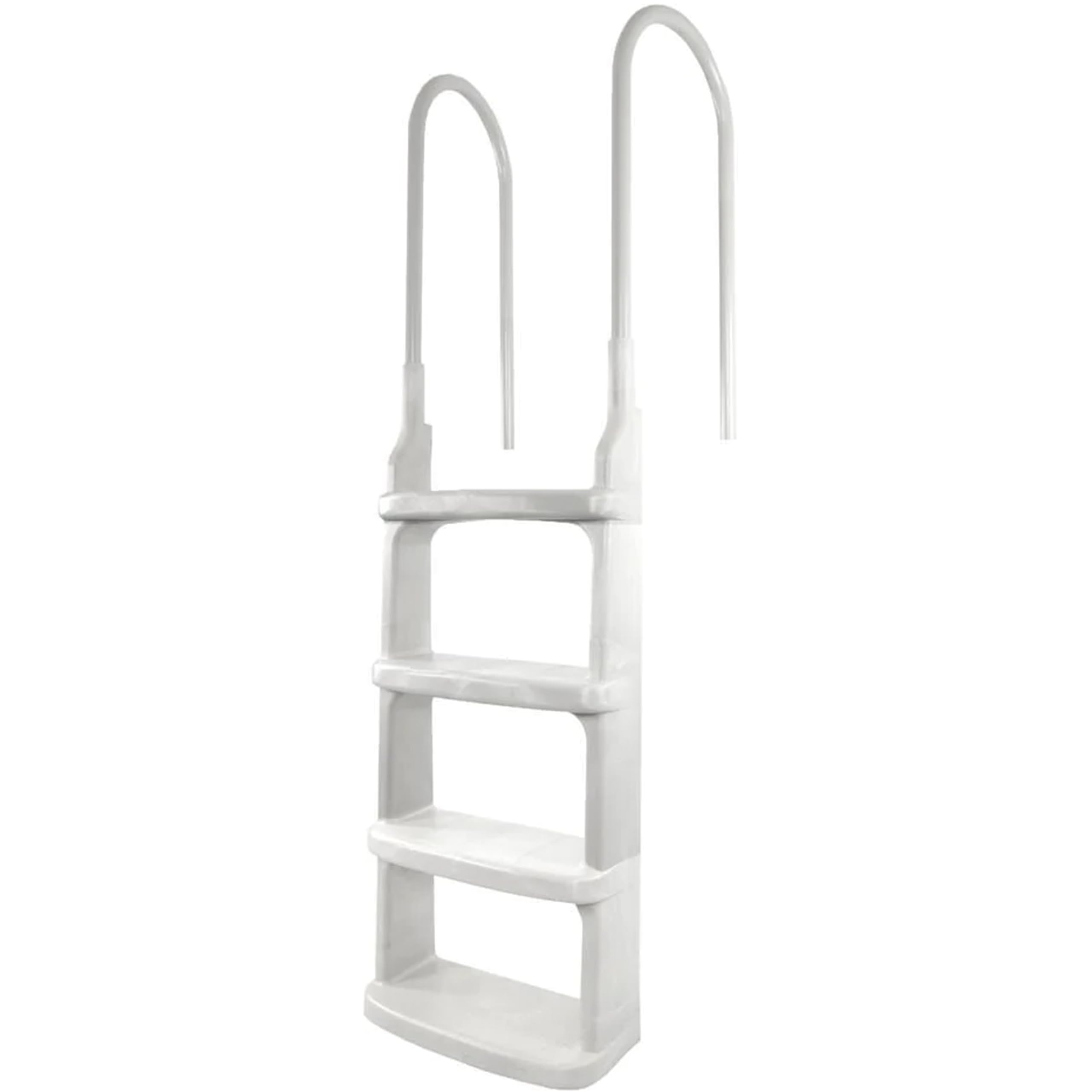 Easy Incline 200200 Above Ground Pool Deck Ladder - White In-Pool Swimming Ladder with Non-Slip Steps | Includes Free Beach Ball | Perfect for Backyard Pools, Inground Pools & Beach Parties