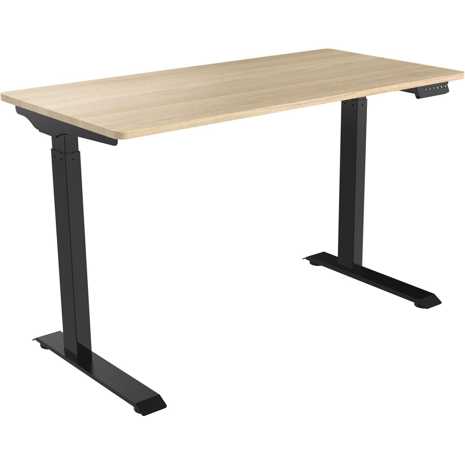 Hanover 47x24 Inch Electric Height Adjustable Standing Desk with Memory Presets - Ergonomic Sit Stand Workstation for Home Office, Gaming & Study - Easy Assembly Modern Design in Natural/Black Finish