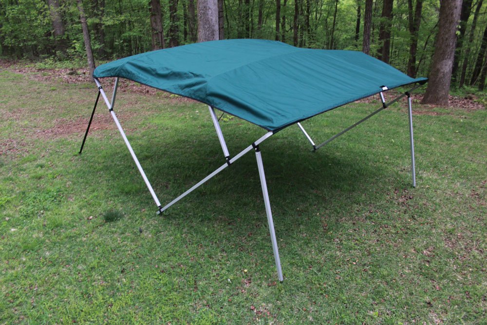 VORTEX 4 Bow Pontoon Boat Bimini Top - 8ft Green Square Tube Frame (Fits 97-103