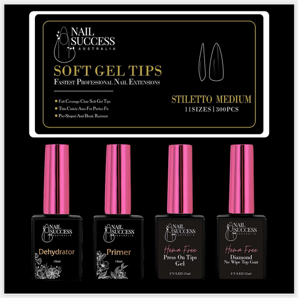 HEMA-Free Soft Gel Press On Nail Kit - Easy DIY False Nails for Salon-Quality Manicures at Home | Perfect for Parties, Weddings & Everyday Wear