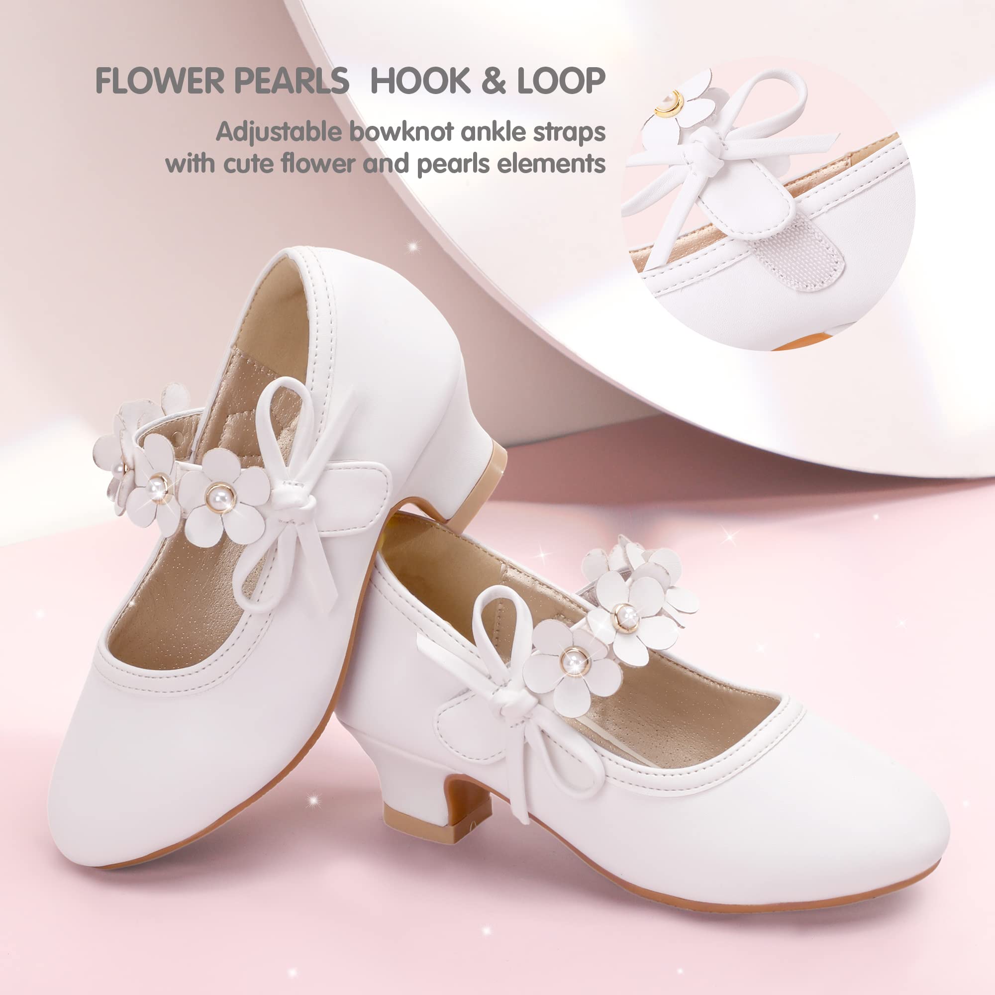 Girls Dress Shoes for Wedding & Party - PANDANINJIA Toddler Heels