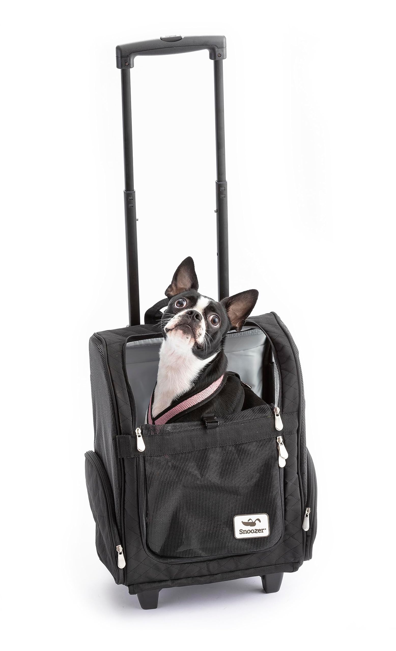 Snoozer 4-in-1 Roll Around Travel Dog Carrier Backpack - Convertible Pet Stroller & Travel Bag for Cats & Dogs Up to 30 Lbs (Large, Black & Grey) - Perfect for Air Travel, Road Trips & Outdoor Adventures