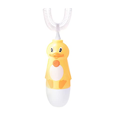 Simayixx Kids Electric Toothbrush Set - Battery Powered Soft Bristle Toothbrush with Cute Animal Cover for Gentle Oral Care | Whitening & Cavity Prevention | Perfect for Toddlers & Children's Daily Teeth Cleaning Routine (Yellow)