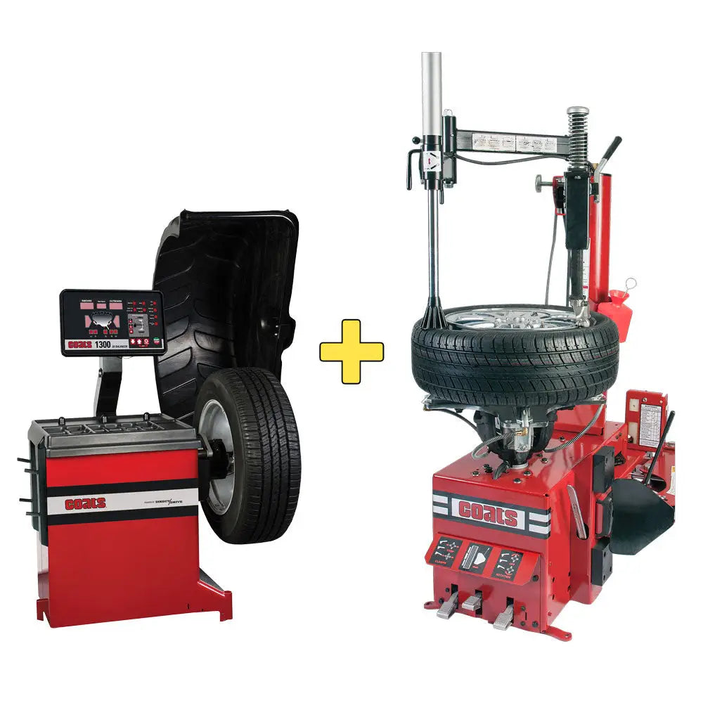 Coats 1300 Balancer & RC 55 Electric Tire Changer Combo Kit - Professional Wheel Balancing & Tire Changing Equipment for Auto Shops & DIY Garages
