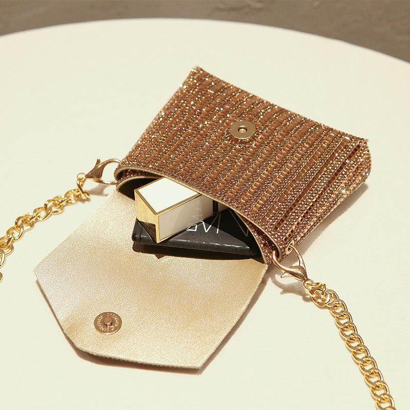 Sparkling Rhinestone Mini Chain Bag with Sequins - Elegant Crossbody Purse for Women, Perfect for Parties, Weddings & Evening Events
