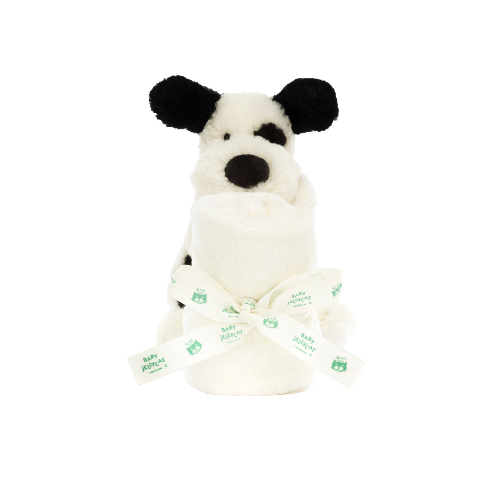 Jellycat Bashful Black & Cream Puppy Soother Stuffed Animal - Soft Plush Dog Toy for Babies & Kids - Perfect for Cuddling, Comfort, and Nursery Decor