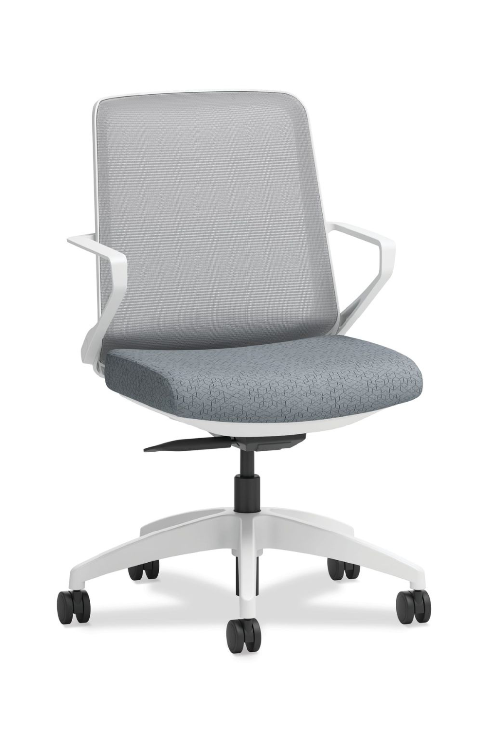 Ergonomic Cliq Office Chair with Synchro Tilt - Basalt Fabric & White Designer Frame - Perfect for Home Office, Gaming & Workspaces