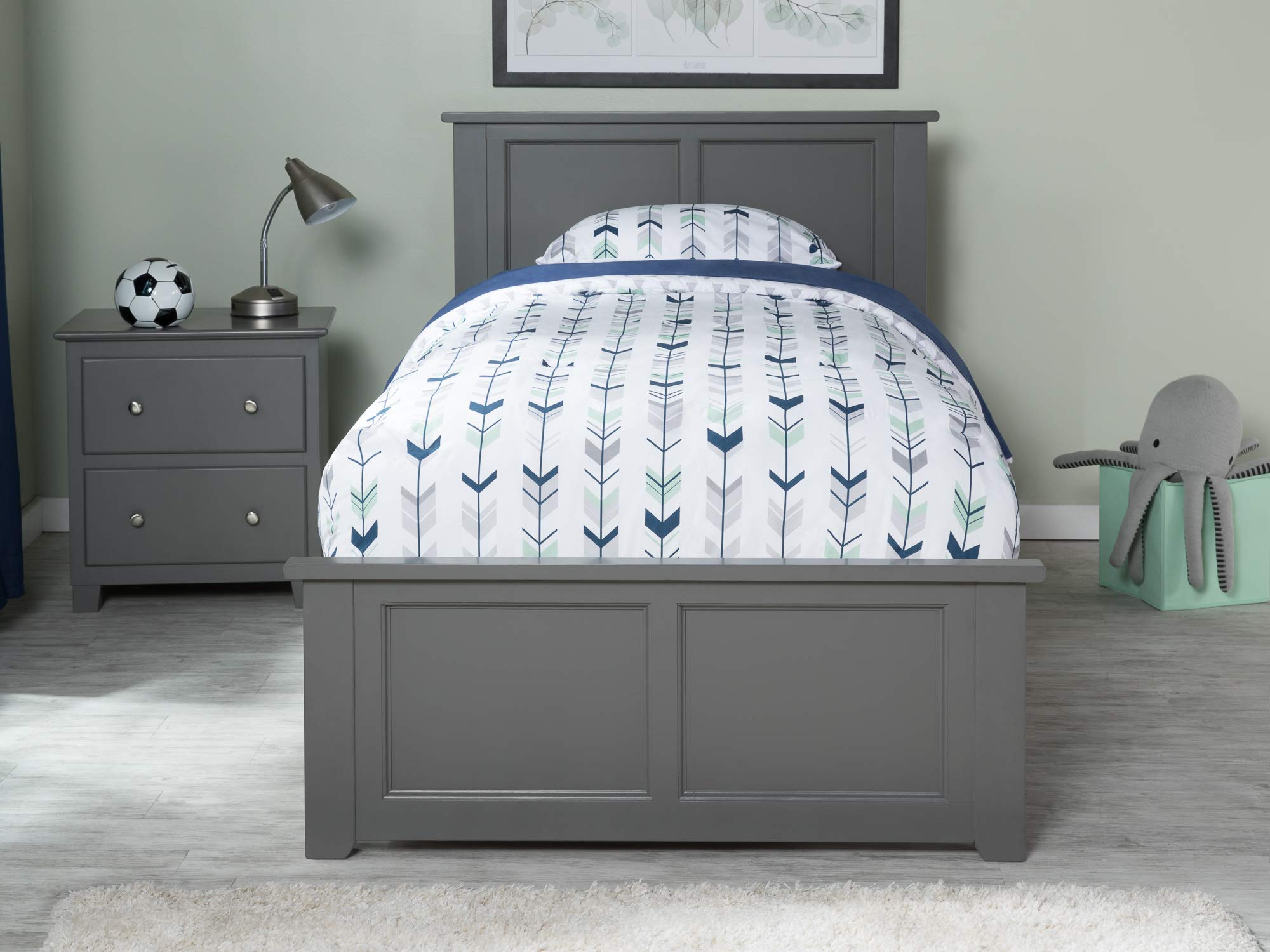 Atlantic Furniture AR8616119 Madison Twin XL Platform Bed with Matching Footboard & 2 Urban Storage Drawers - Space-Saving Grey Bed Frame for Small Bedrooms, Dorms & Guest Rooms