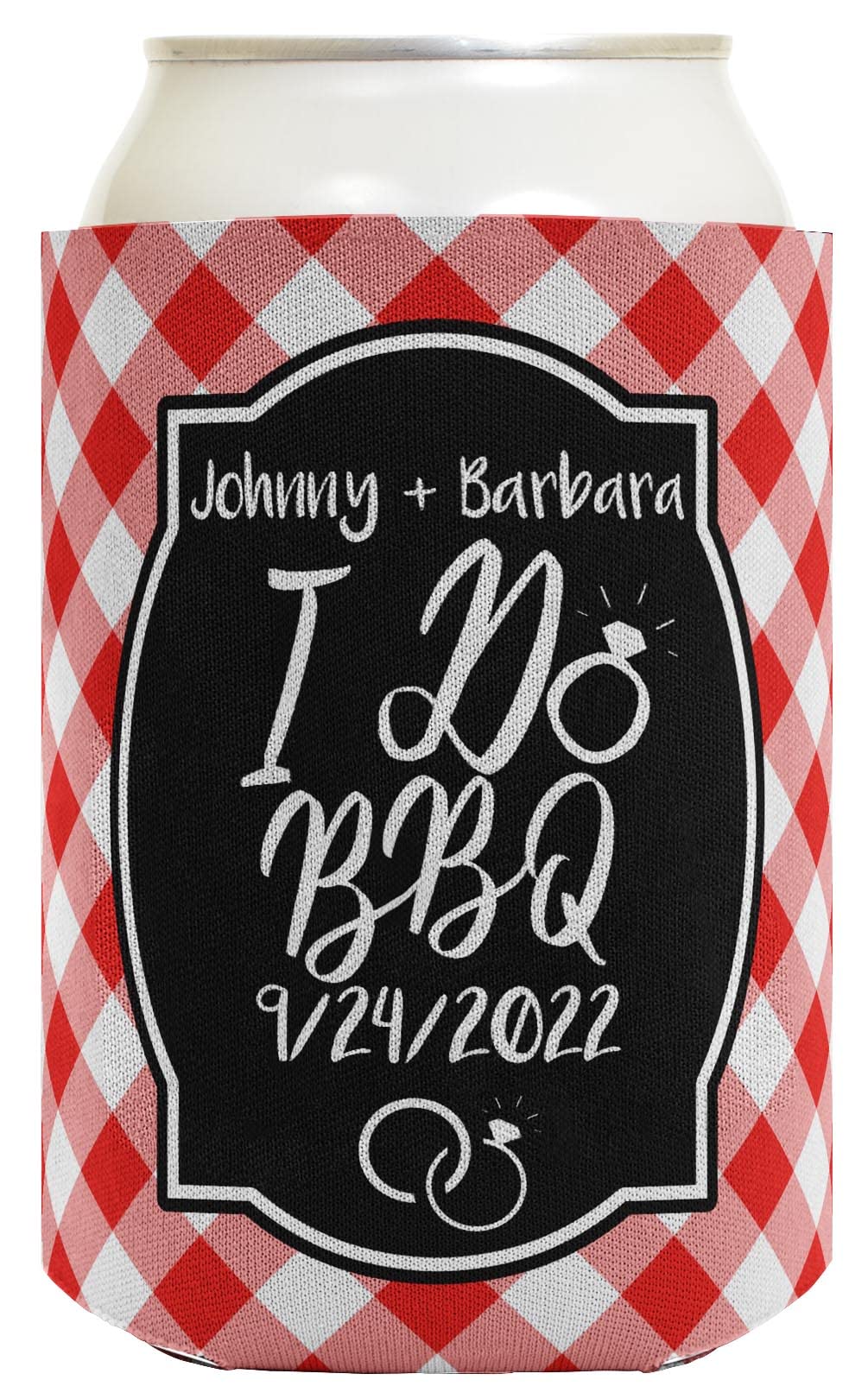 Customized 'I Do BBQ' Wedding Shower Can Coolers - 24-Pack Personalized Red Beer Koozies for Outdoor Parties, Picnics & BBQ Celebrations