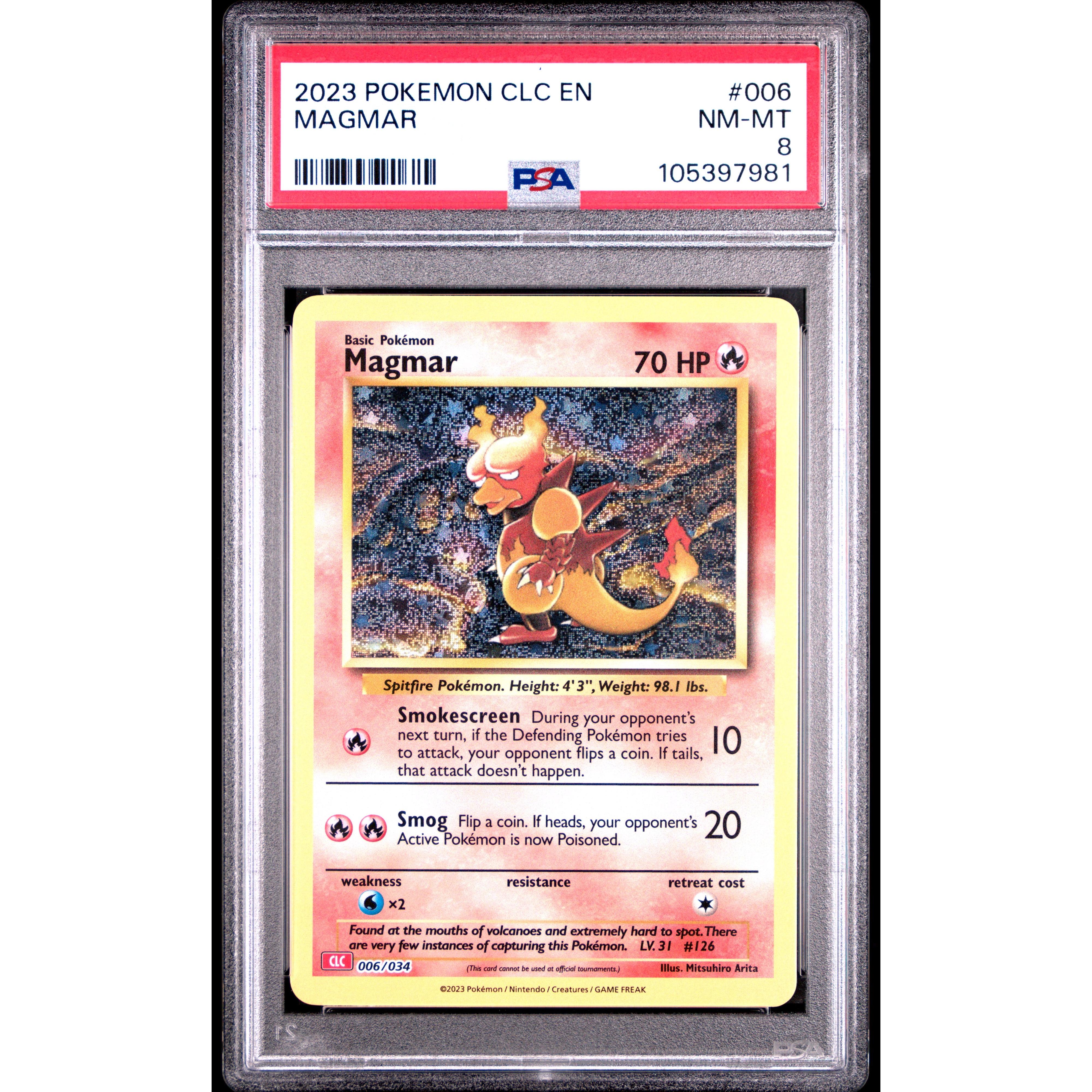 2023 Pokemon Classic Collection Magmar 006/034 PSA 8 Graded Card - Rare Collectible for Pokemon Fans, Trading & Gaming Enthusiasts