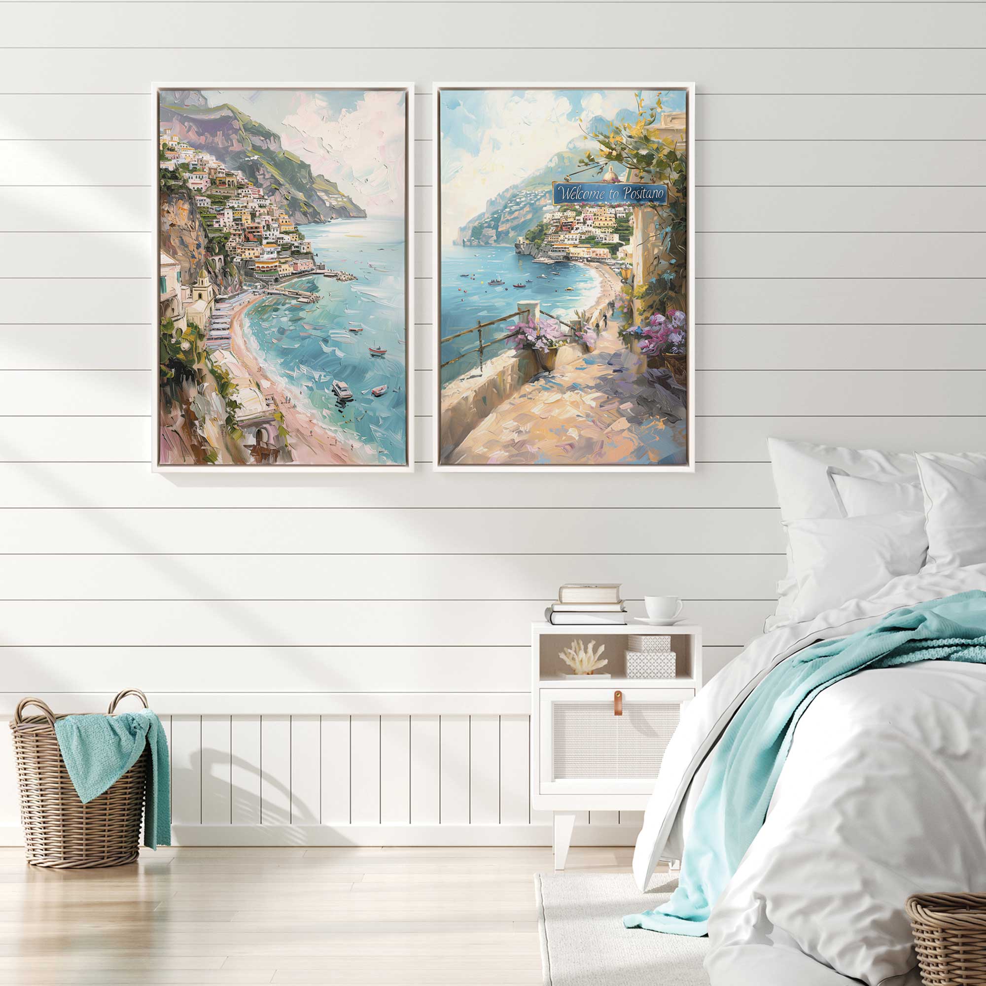 Coastal Charm Paradise Wall Art - Set of 2 Canvas Prints for Beach House Decor, Living Room & Bedroom