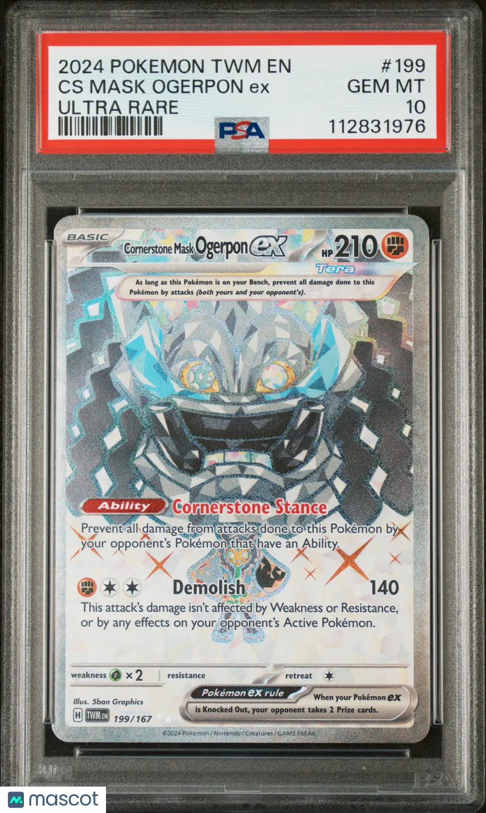 2024 Pokemon Twilight Masquerade CS Mask Ogerpon EX Ultra Rare PSA 10 199/167 - Collectible Trading Card for Pokemon TCG Players & Fans | Perfect for Tournaments, Gifts, and Display Collections