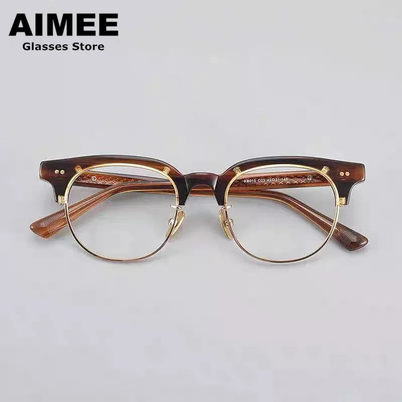 Aimee Unisex Full Rim Round Acetate Eyeglasses 14749 - Stylish & Durable Acetate Frame Glasses for Men & Women - Perfect for Reading, Work, and Everyday Fashion
