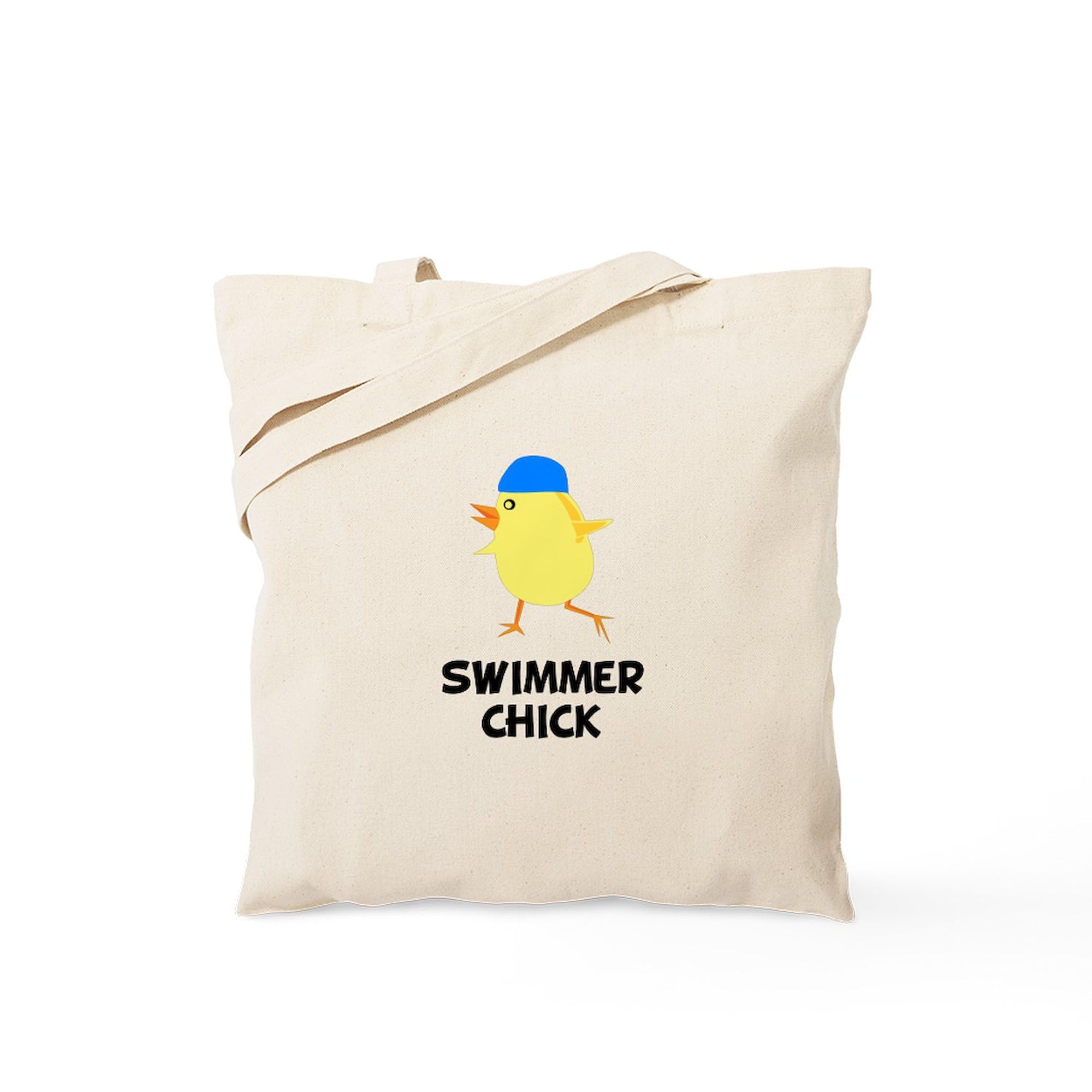 Swimmer Chick Tote Bag - Natural Canvas Reusable Shopping Bag for Women | Beach, Pool & Gym Essentials | Eco-Friendly Grocery Tote