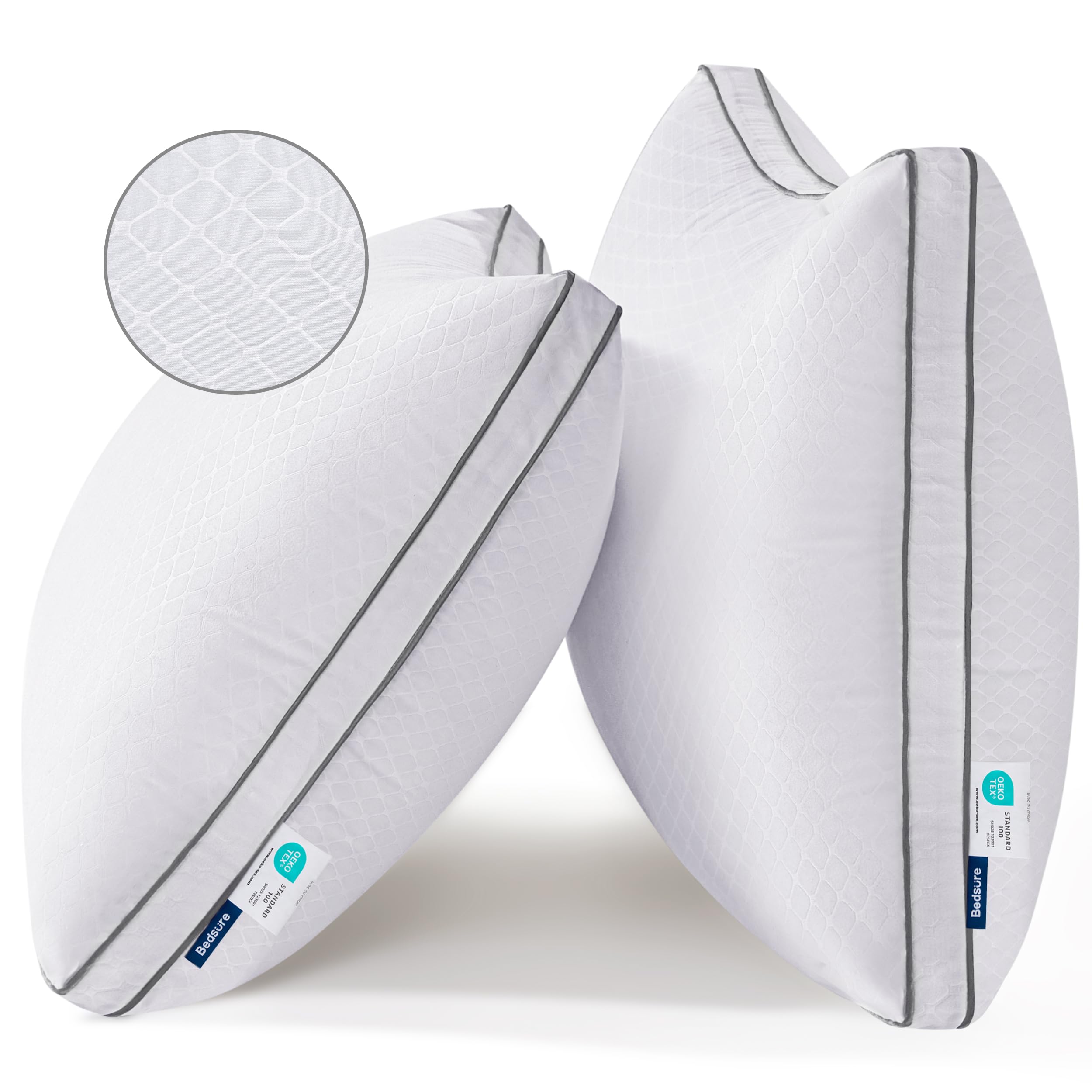 Bedsure Queen Pillows Set of 2 - Hotel Quality Down Alternative Pillows for Back/Side Sleepers - Bedroom Comfort