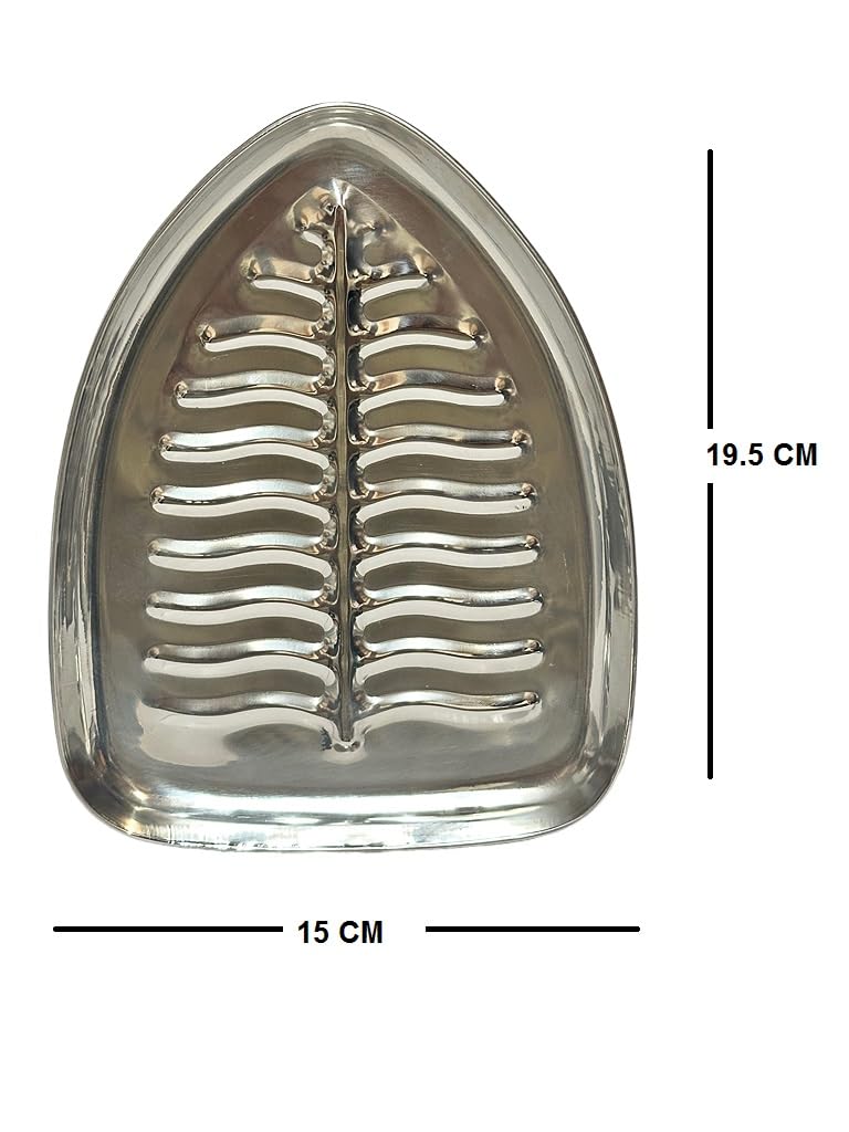 Dynore Stainless Steel Banana Leaf Shaped Snack Plate - 1 Piece Kids & Everyday Serving Dish for Fruits, Snacks, Parties, Picnics and Home Dining