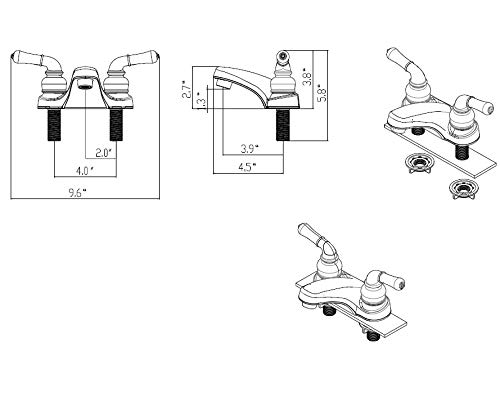 Empire Faucets RV Lavatory Faucet - 4 Inch Nickel Bathroom Sink Faucet with Water Saving Aerator & Teapot Handles for RV, Camper, Tiny House, and Mobile Home