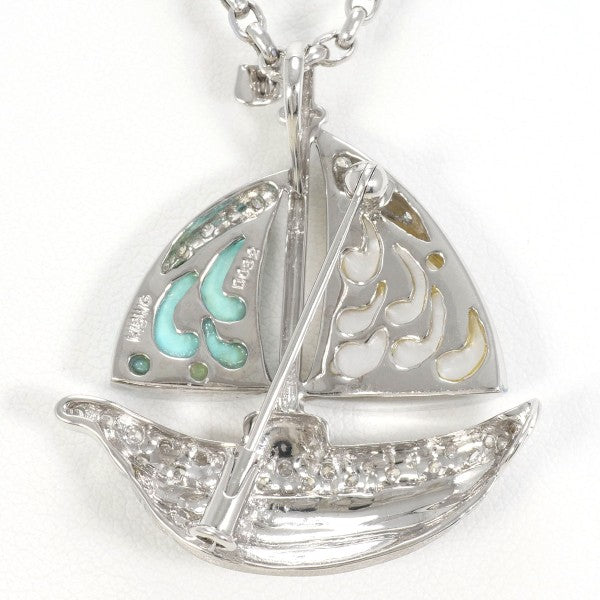 18K White Gold Shell Turquoise Diamond 2-Way Convertible Necklace & Brooch - Perfect for Weddings, Parties and Special Occasions