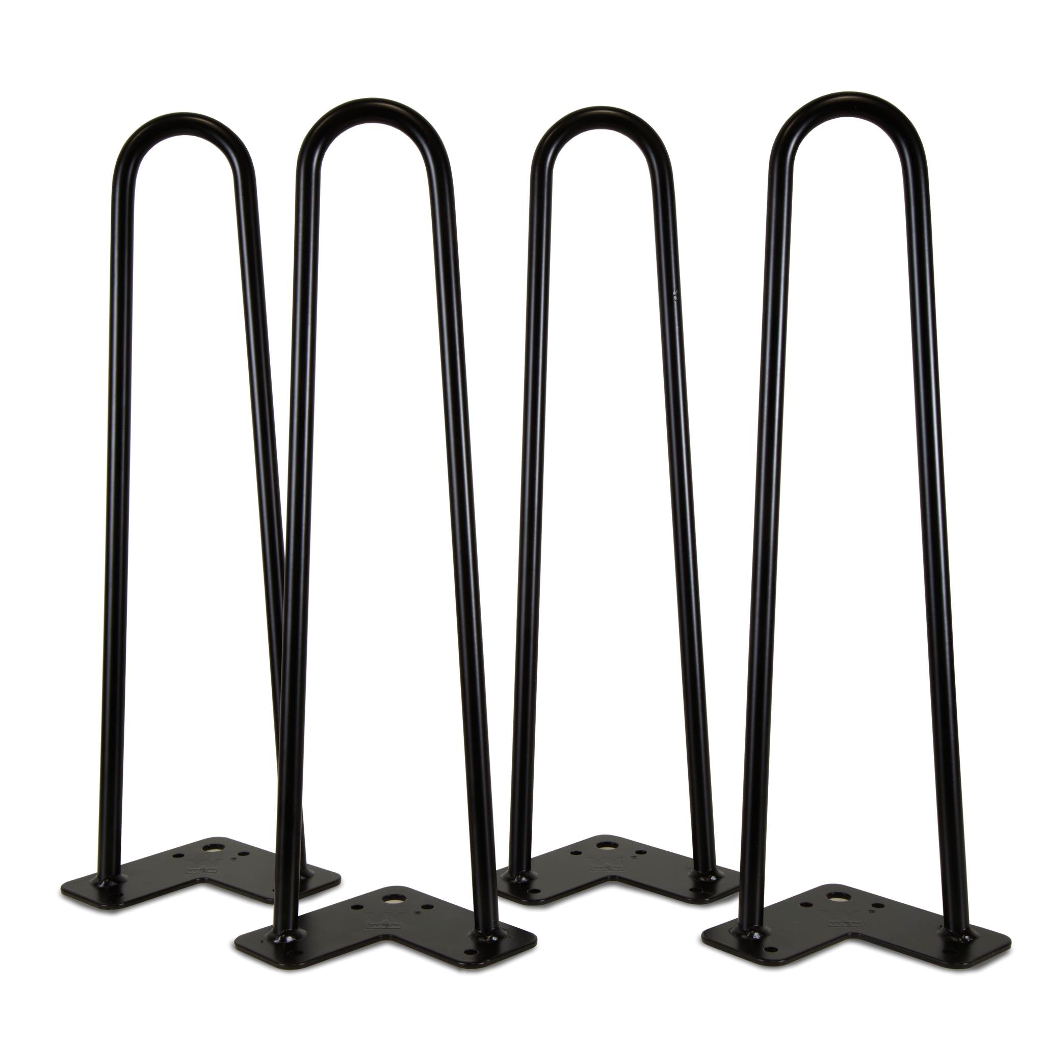 WEN TLP16B 16 Inch Mid Century Modern Satin Black Hairpin Table Legs - 1/2 Inch Diameter, Set of 4 - Perfect for DIY Coffee Tables, Desks & Furniture Projects