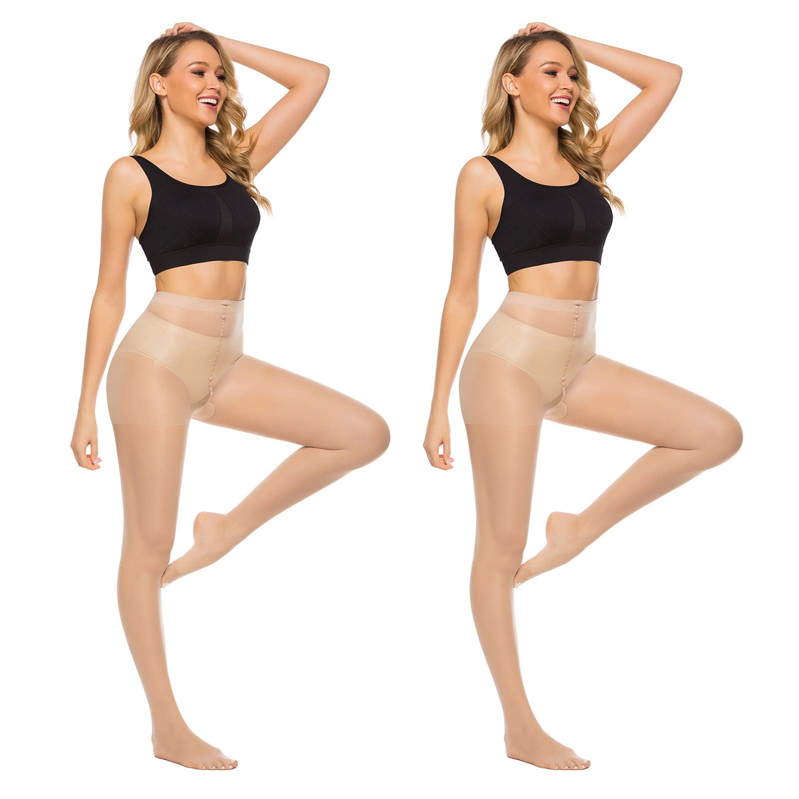 MANZI 6 Pairs 20D Women's Sheer Tights Ultra Thin High Waist Pantyhose Thigh Stockings - Perfect for Office, Party & Everyday Wear