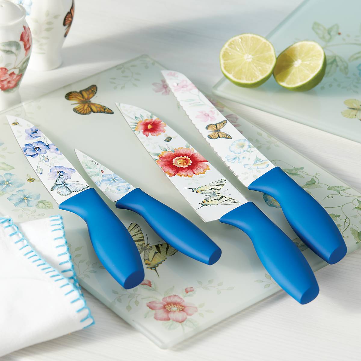 Butterfly Meadow 4-Piece Knife Set - Stainless Steel Kitchen Knives with Ergonomic Handles for Slicing, Chopping & Dicing - Perfect for Home Cooking, Camping & Outdoor BBQ