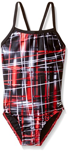 Speedo Girls Powerflex Eco Laser Sticks Pulse Back Swimsuit - Comfortable & Durable Competitive Swimwear for Kids Training & Pool Practice
