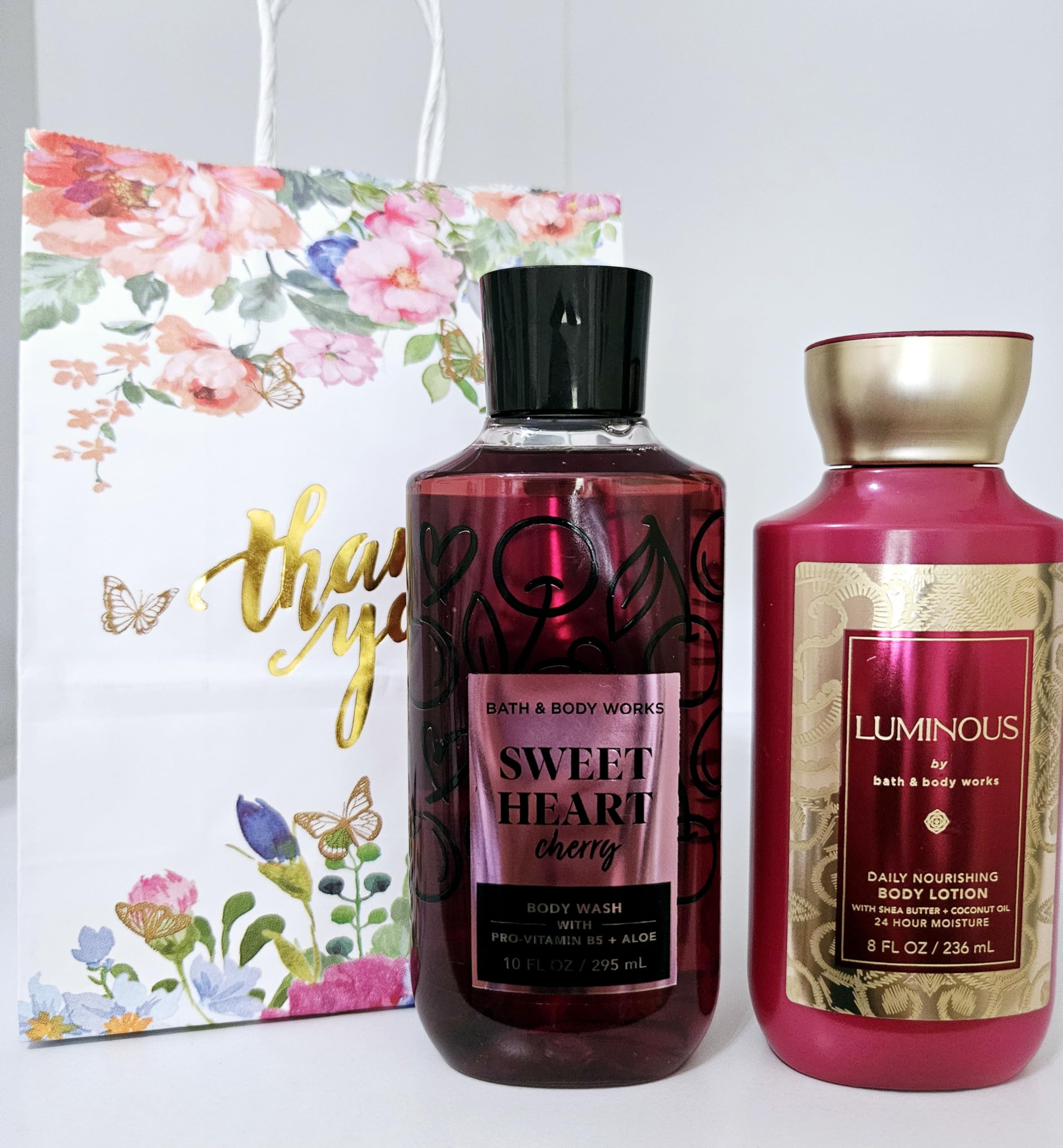 Sweet Heart Cherry Scented Body Wash & Luminous Daily Nourishing Body Lotion Set - 10oz & 8oz - Moisturizing Shower Gel & Hydrating Lotion for Soft Skin - Perfect for Valentine's Day Gifts & Self-Care Routine