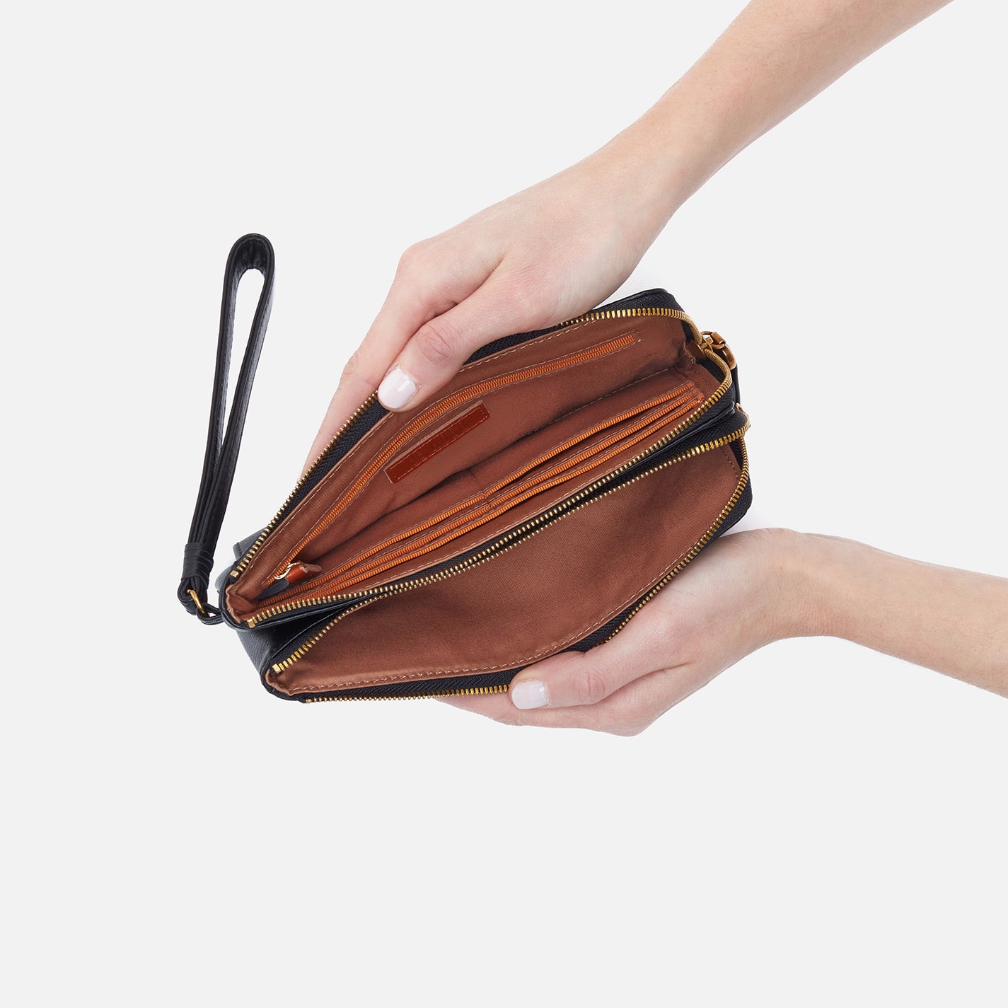 Premium Dayton Pebbled Leather Wristlet - Stylish Black Crossbody Wallet for Women | Perfect for Everyday Use, Travel & Shopping