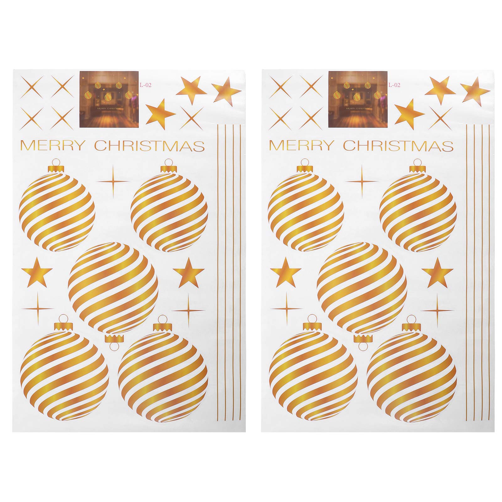 DOITOOL 2-Pack Christmas Electrostatic Window Clings - Holiday Hanging Ball Decorations for Home, Office & Party Decor (Use for Windows, Glass Doors, Mirrors)